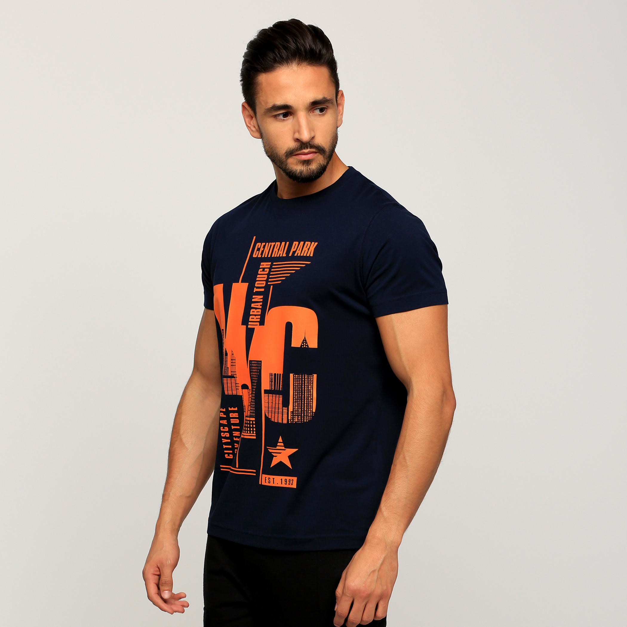 Printed Round Neck T-Shirt with Short Sleeves-men-clothing-tshirtsandpolos-tshirts-image-3