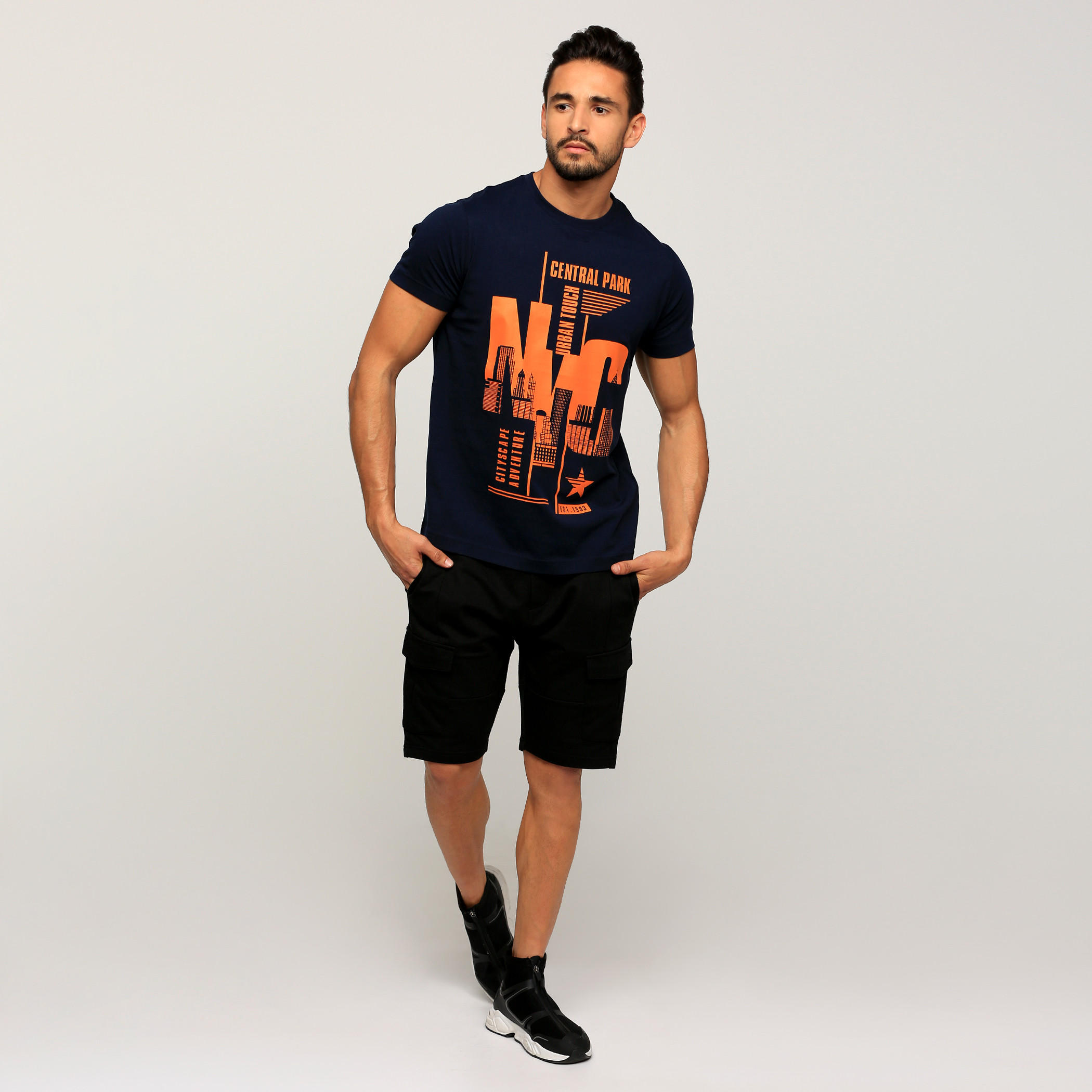 Printed Round Neck T-Shirt with Short Sleeves-men-clothing-tshirtsandpolos-tshirts-image-5