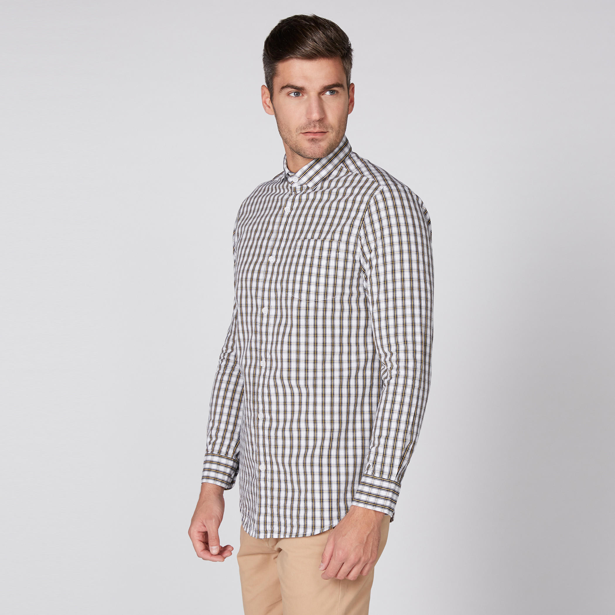 Chequered Shirt with Long Sleeves and Complete Placket-men-clothing-shirts-image-1
