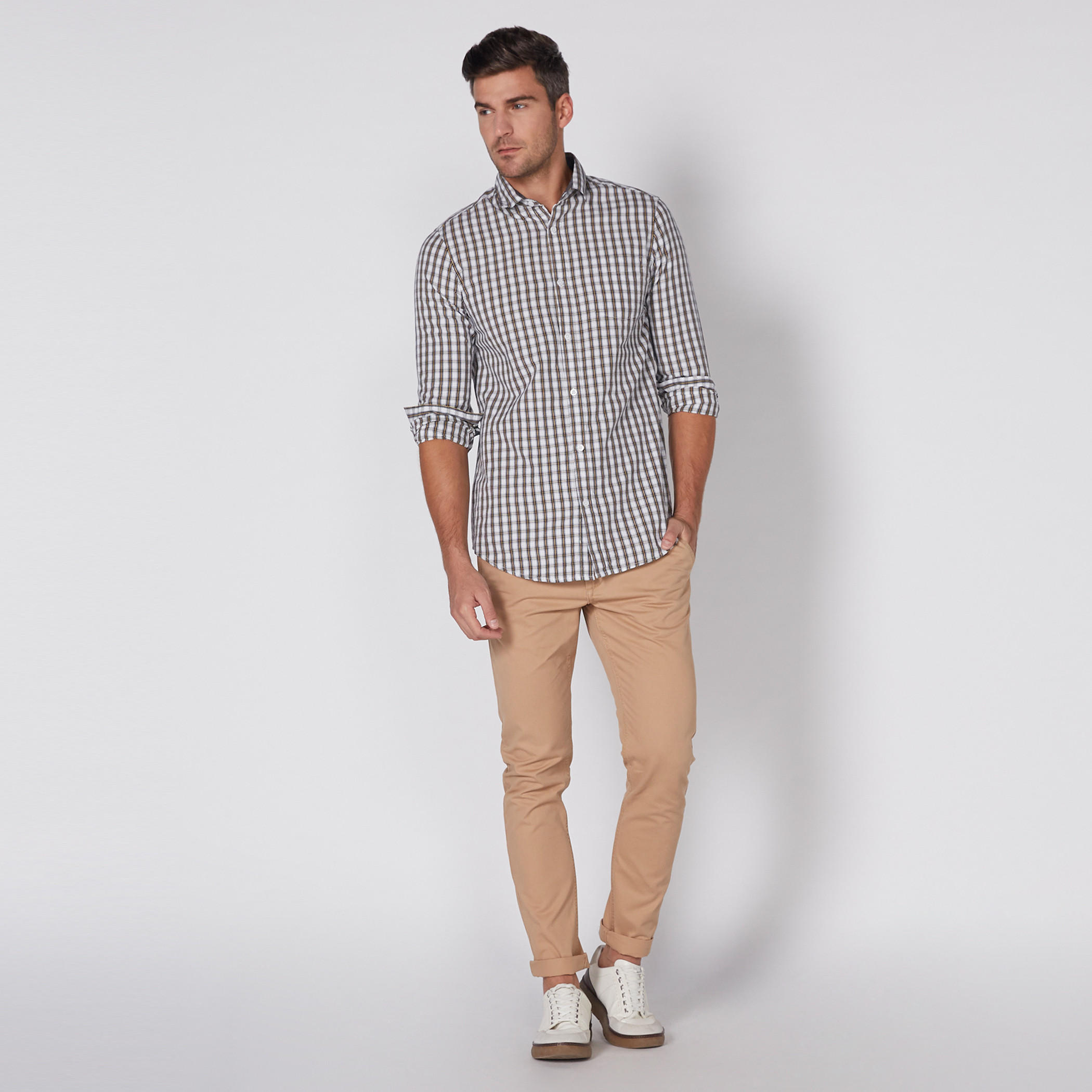 Chequered Shirt with Long Sleeves and Complete Placket-men-clothing-shirts-image-2