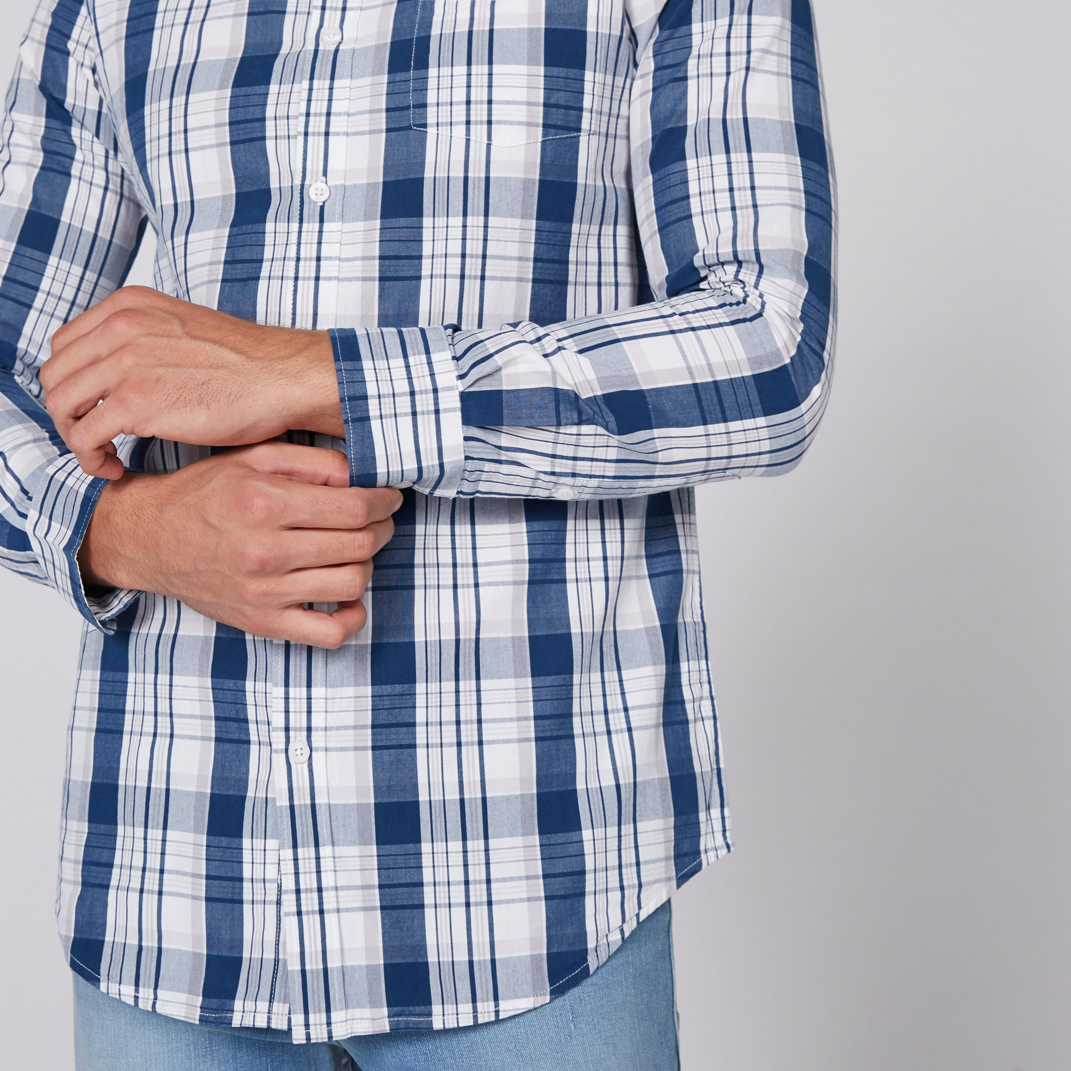 Chequered Shirt with Long Sleeves and Complete Placket-men-clothing-shirts-image-3