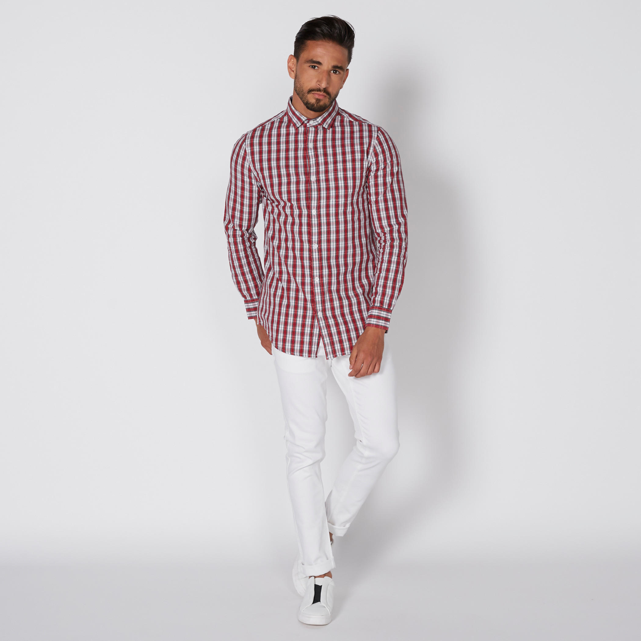 قميص كاروهات بأكمام طويلة وأزرار-men-clothing-shirts-image-2