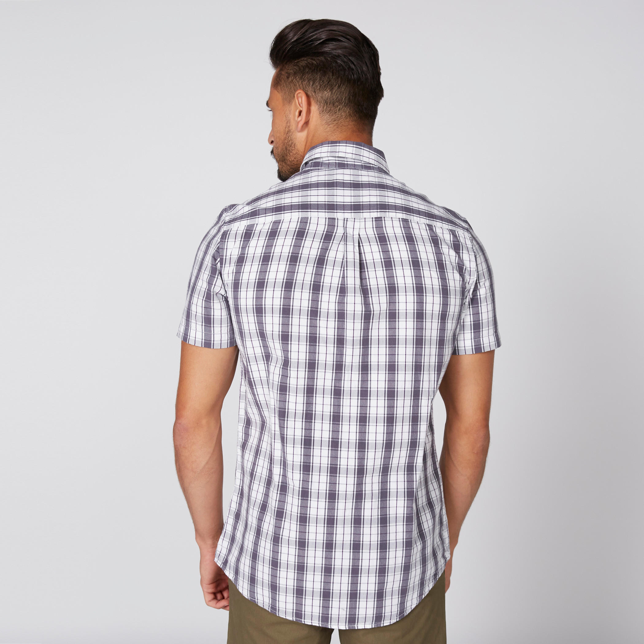 Chequered Shirt with Short Sleeves and Complete Placket-men-clothing-shirts-image-4