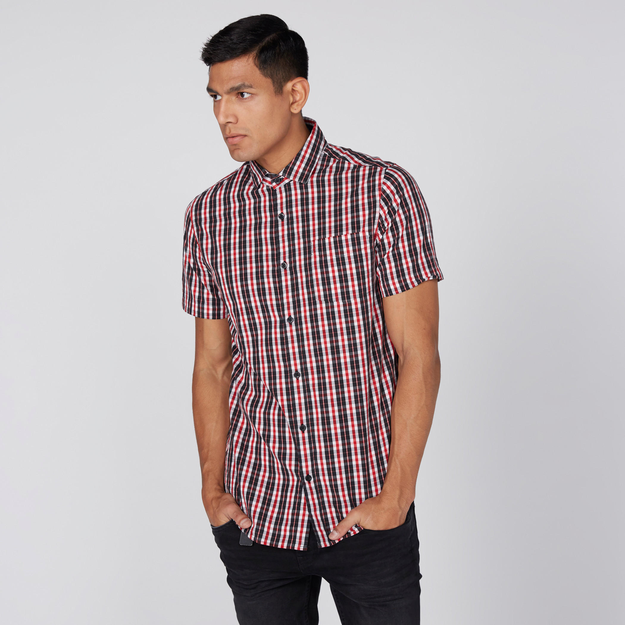 Checkered Shirt with Short Sleeves-men-clothing-shirts-image-1