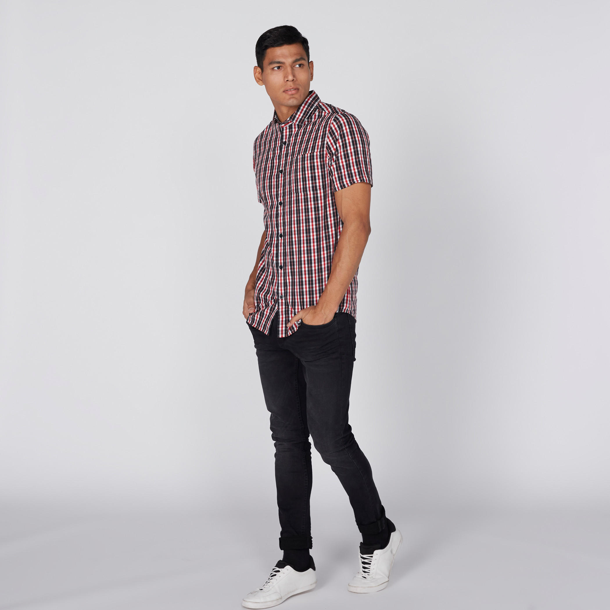 Checkered Shirt with Short Sleeves-men-clothing-shirts-image-3