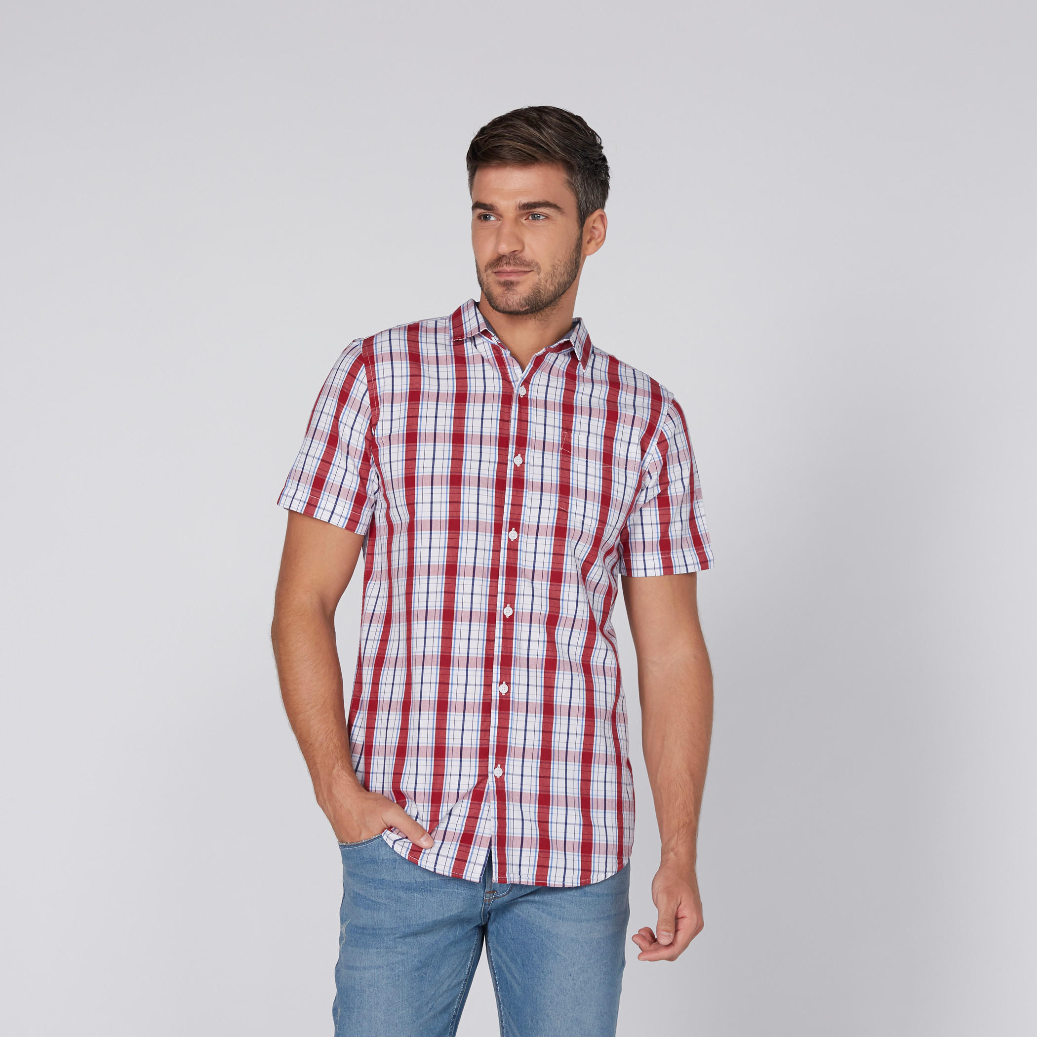 قميص كاروهات بأكمام قصيرة-men-clothing-shirts-image-1