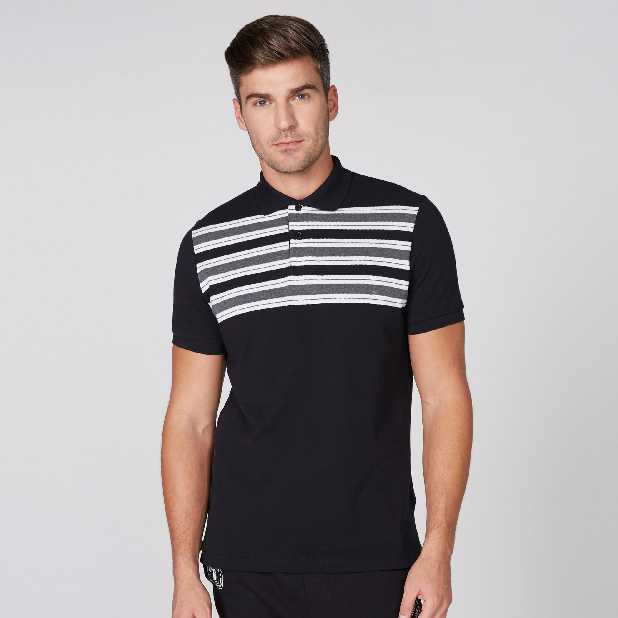 Striped T-Shirt with Polo Neck and Short Sleeves-men-clothing-tshirtsandpolos-tshirts-image-1