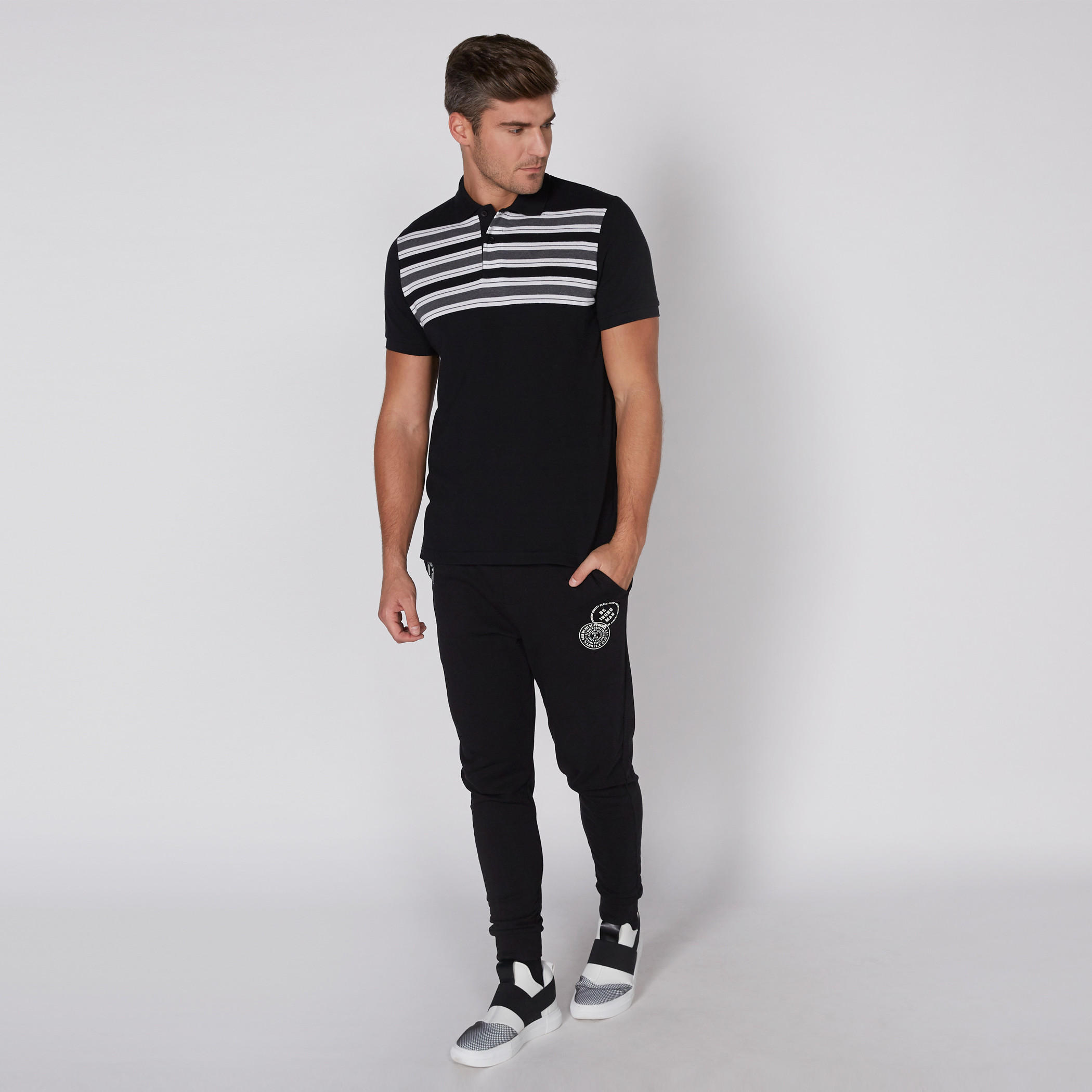 Striped T-Shirt with Polo Neck and Short Sleeves-men-clothing-tshirtsandpolos-tshirts-image-2