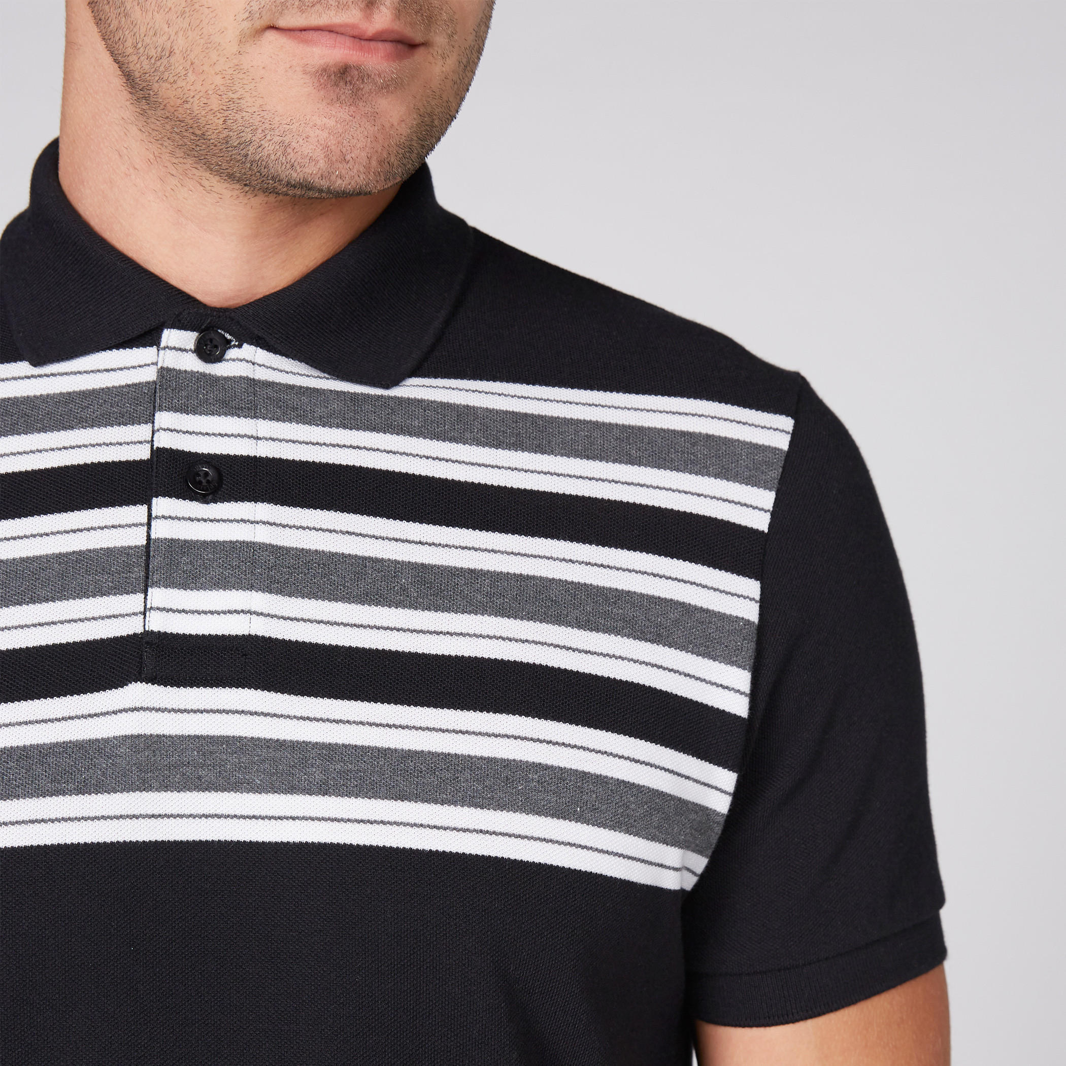 Striped T-Shirt with Polo Neck and Short Sleeves-men-clothing-tshirtsandpolos-tshirts-image-3