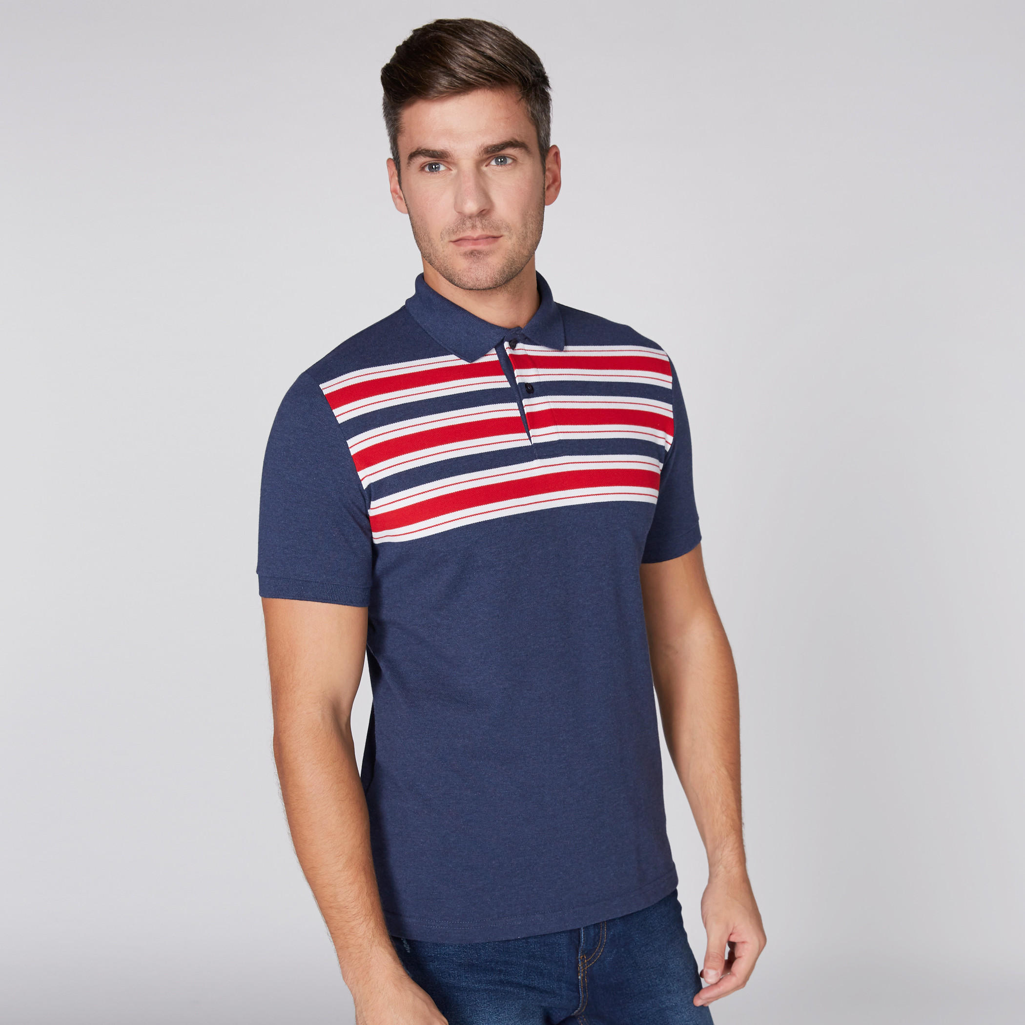 Striped T-Shirt with Polo Neck and Short Sleeves-men-clothing-tshirtsandpolos-tshirts-image-6