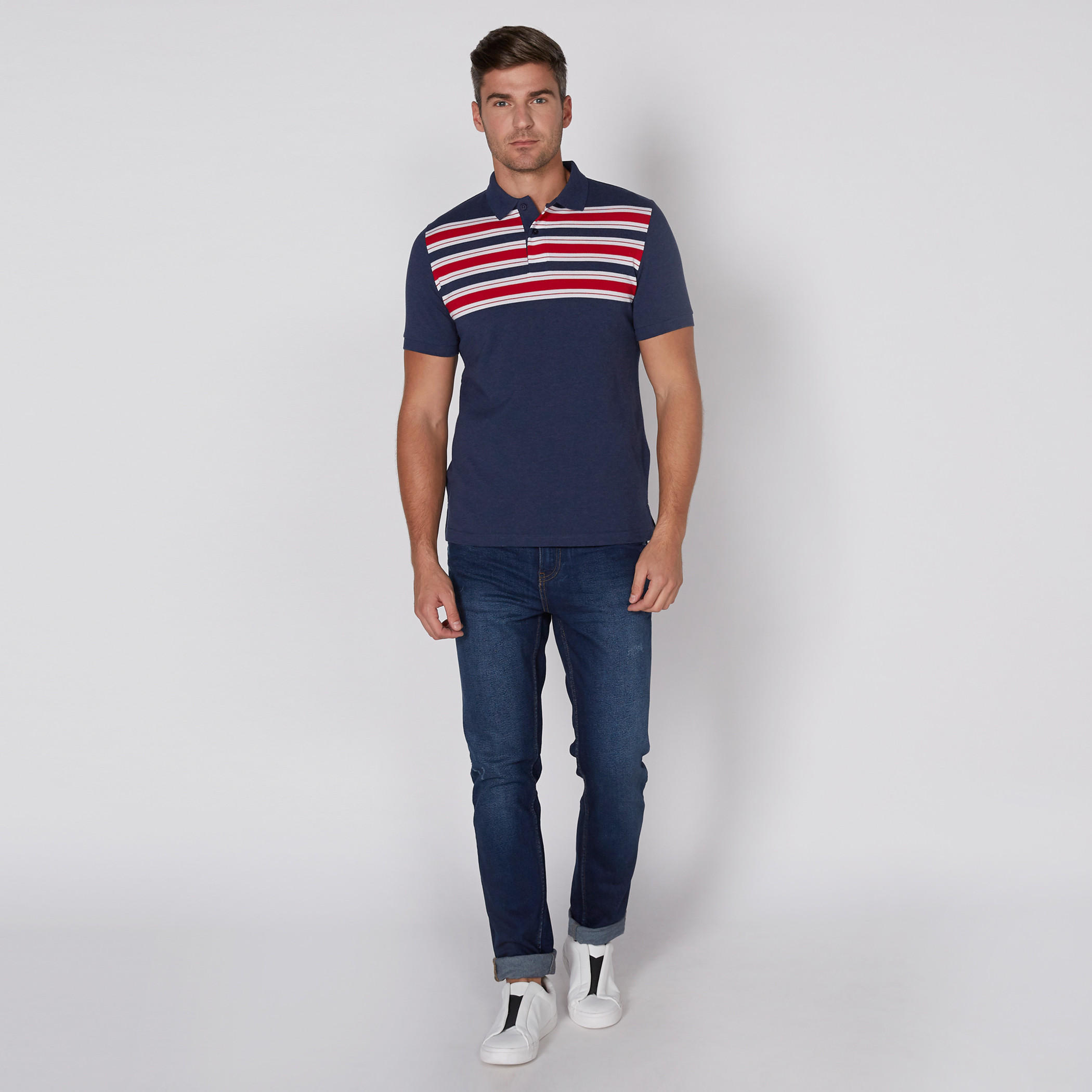 Striped T-Shirt with Polo Neck and Short Sleeves-men-clothing-tshirtsandpolos-tshirts-image-7