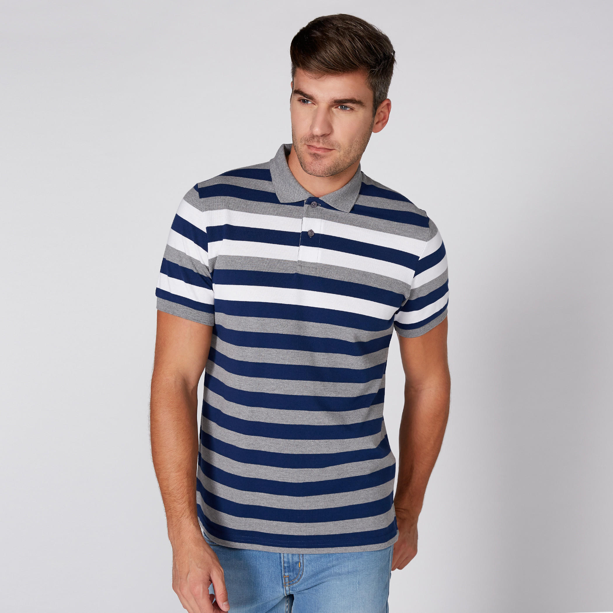 Striped T-Shirt with Polo Neck and Short Sleeves-men-clothing-tshirtsandpolos-tshirts-image-4