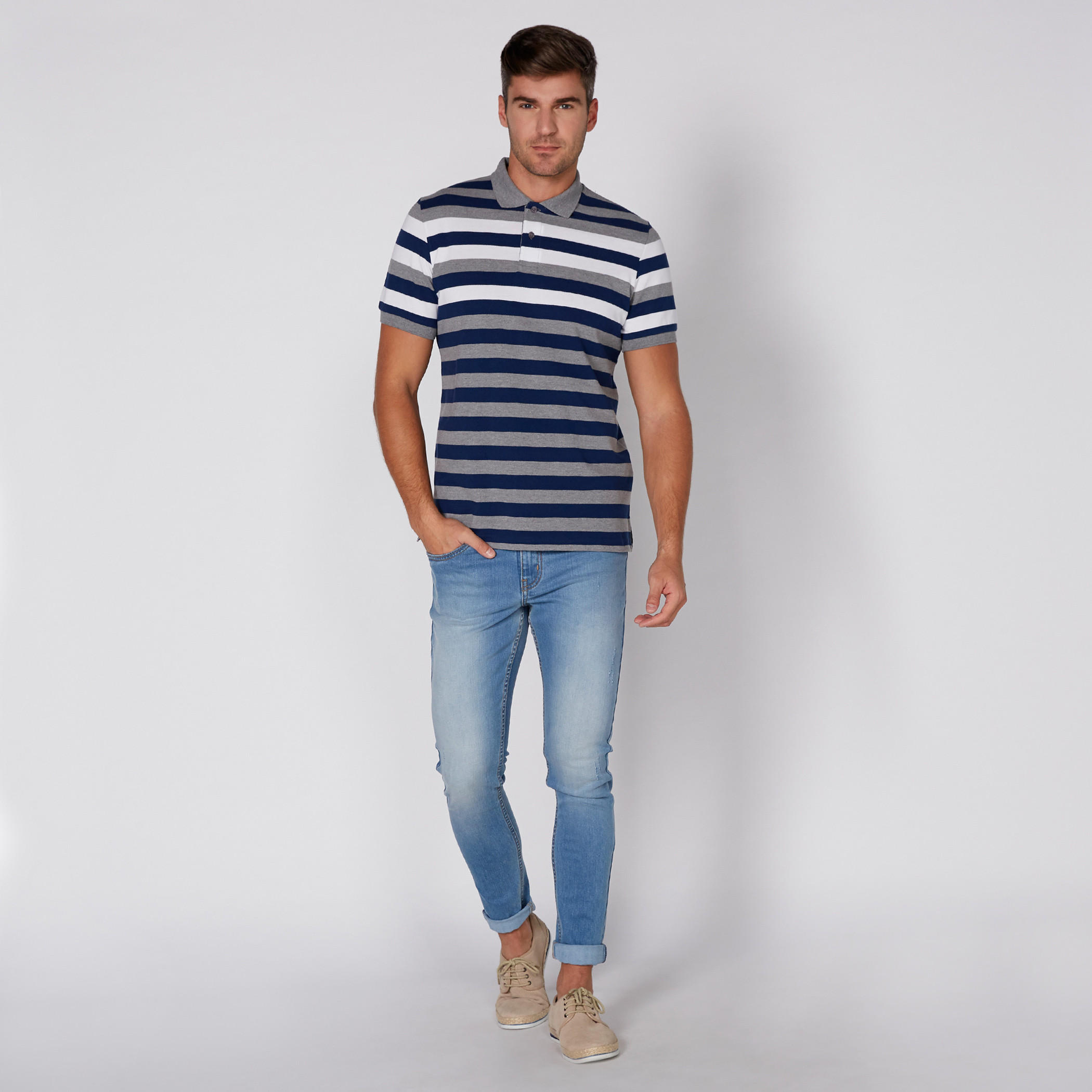 Striped T-Shirt with Polo Neck and Short Sleeves-men-clothing-tshirtsandpolos-tshirts-image-3