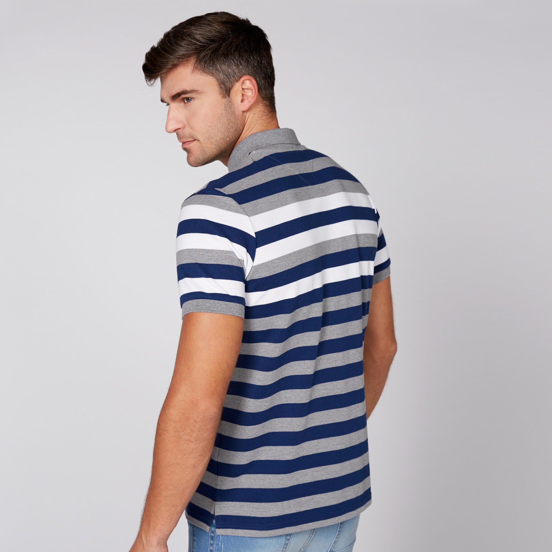 Striped T-Shirt with Polo Neck and Short Sleeves-men-clothing-tshirtsandpolos-tshirts-image-1