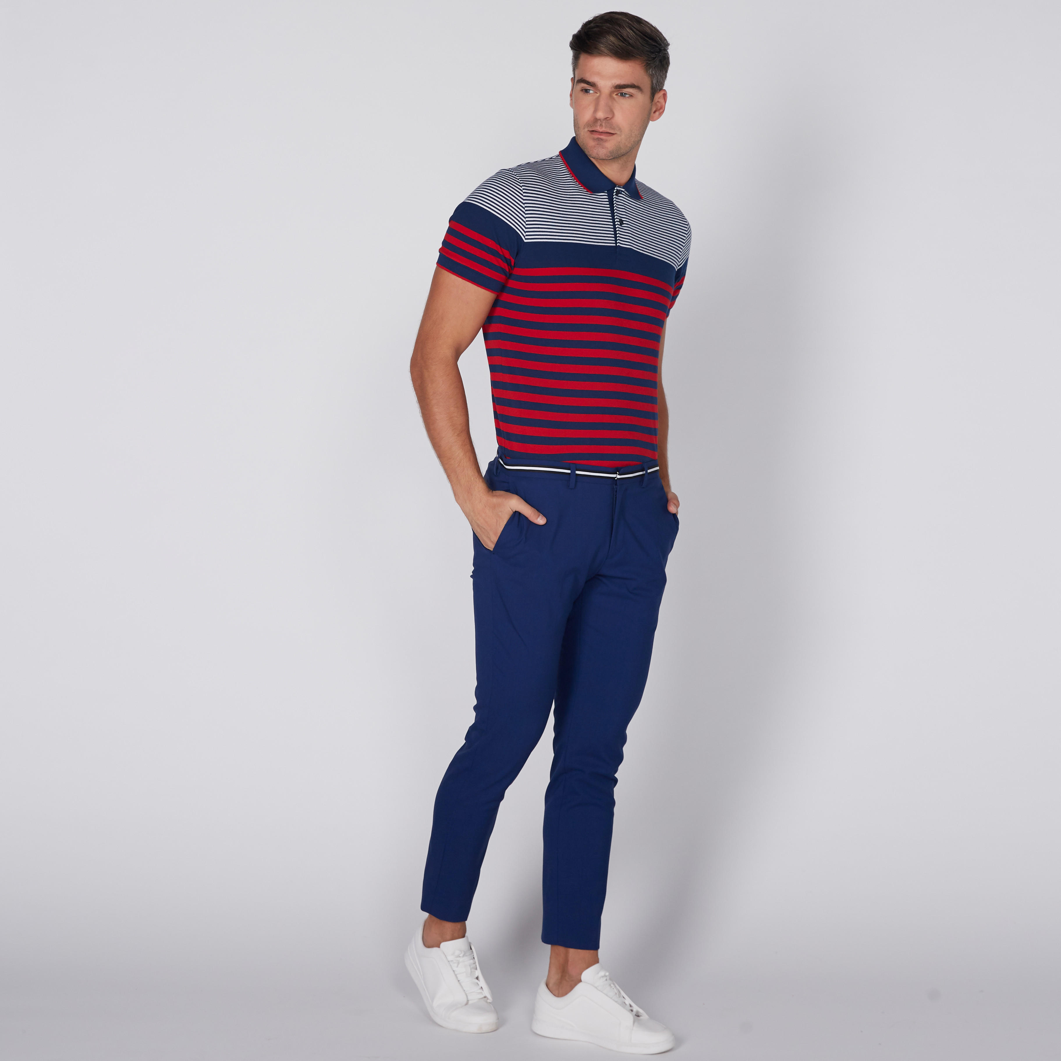 تيشيرت مقلّم بياقة بولو وأكمام قصيرة-men-clothing-tshirtsandpolos-polos-image-1