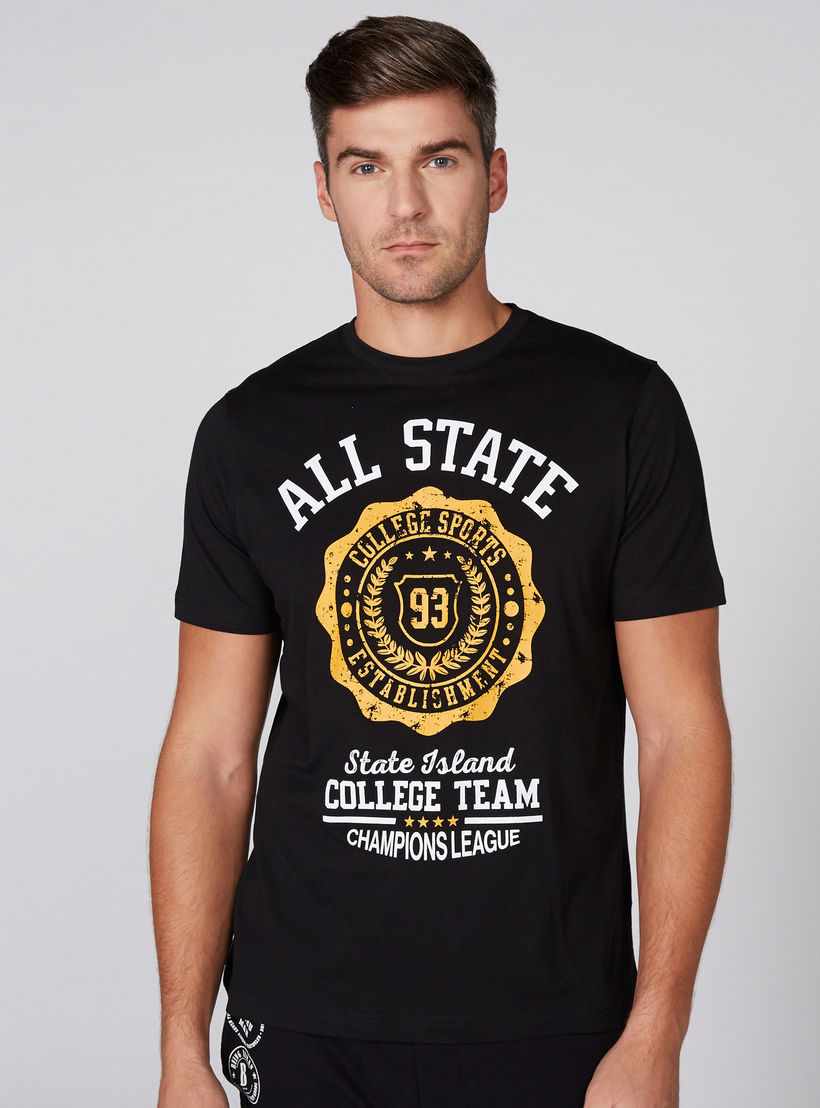 Printed T-Shirt with Round Neck and Short Sleeves-men-clothing-tshirtsandpolos-tshirts-image-1