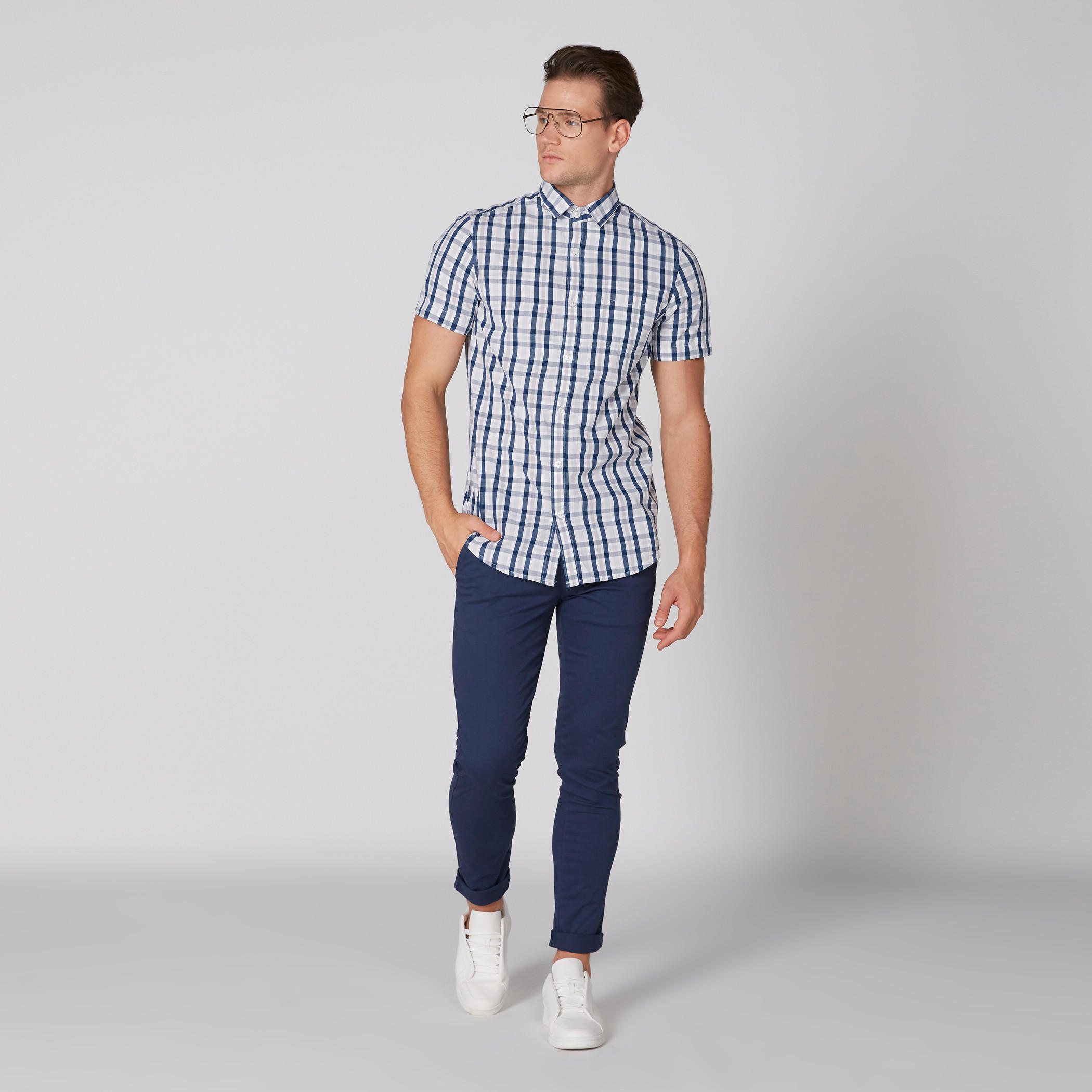 قميص كاروهات أكمام قصيرة وأزرار-men-clothing-shirts-image-4