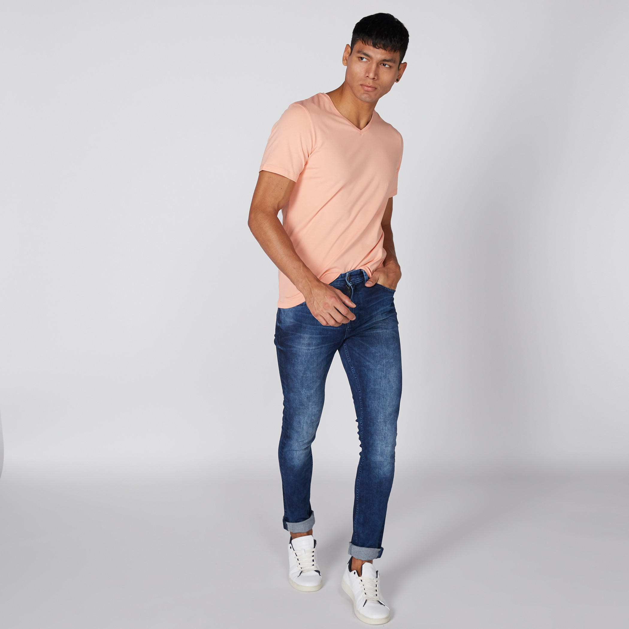 V-Neck T-Shirt with Short Sleeves-men-clothing-tshirtsandpolos-tshirts-image-2
