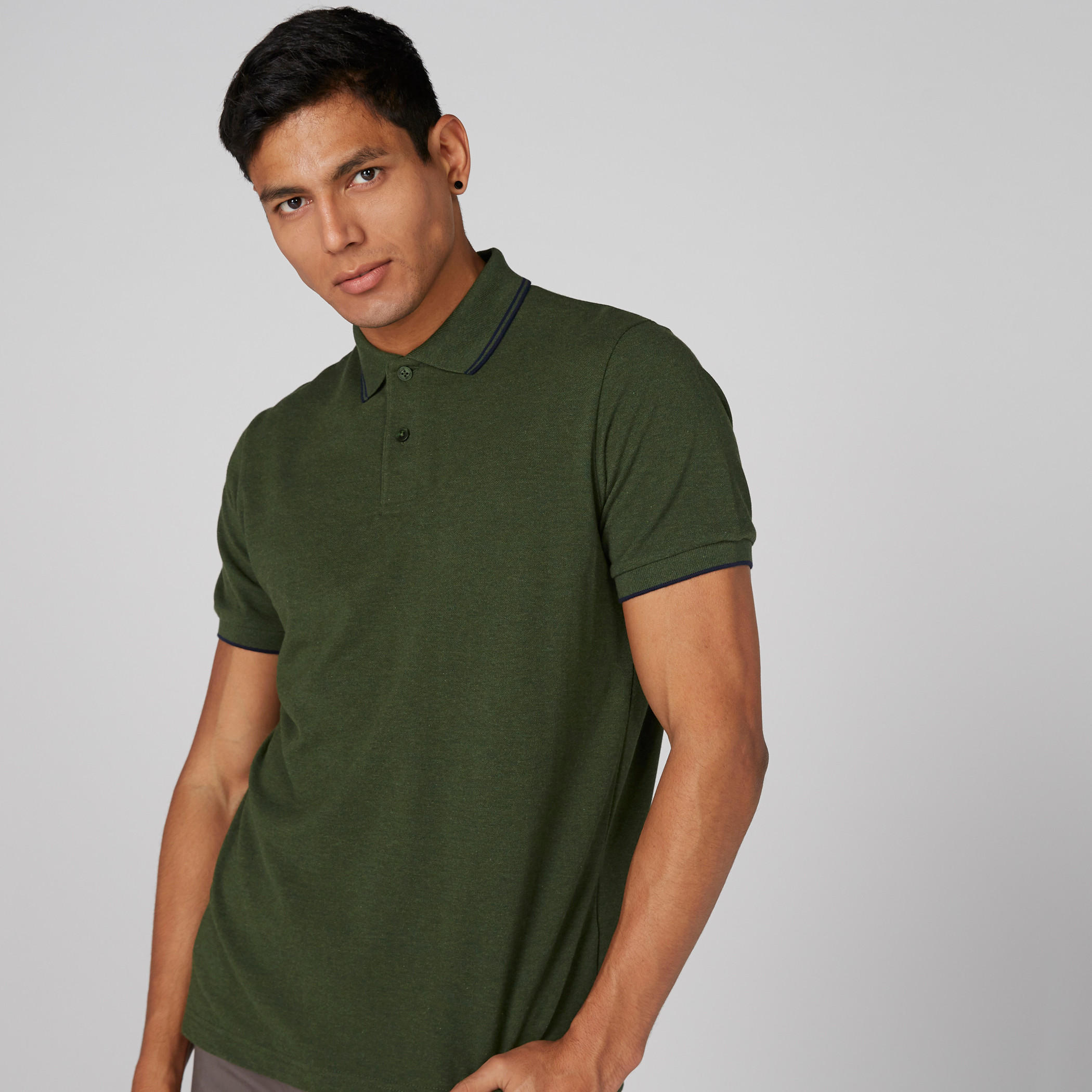 Polo Neck T-Shirt with Short Sleeves-men-clothing-tshirtsandpolos-polos-image-1