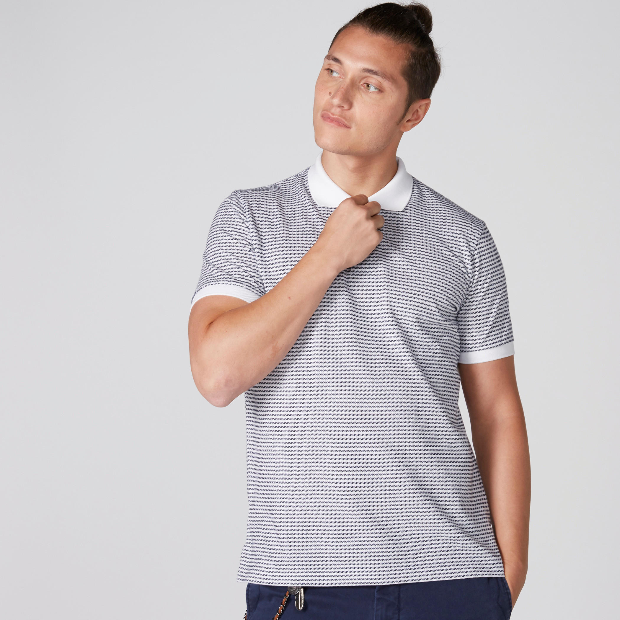 Printed T-Shirt with Polo Neck and Short Sleeves-men-clothing-tshirtsandpolos-polos-image-1