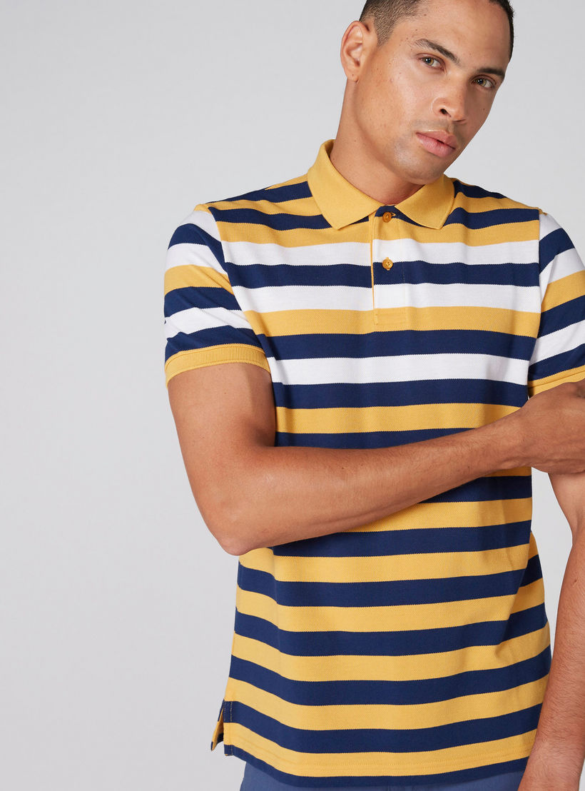 تيشيرت مقلّم بياقة بولو وأكمام قصيرة-men-clothing-tshirtsandpolos-polos-image-1