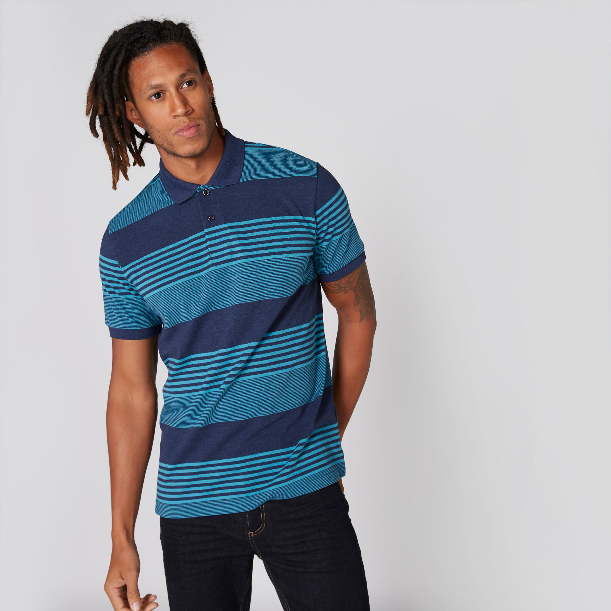 تيشيرت مقلّم بياقة بولو وأكمام قصيرة-men-clothing-tshirtsandpolos-polos-image-1