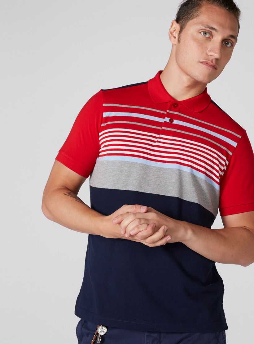 تيشيرت مقلّم بياقة بولو وأكمام قصيرة-men-clothing-tshirtsandpolos-polos-image-1