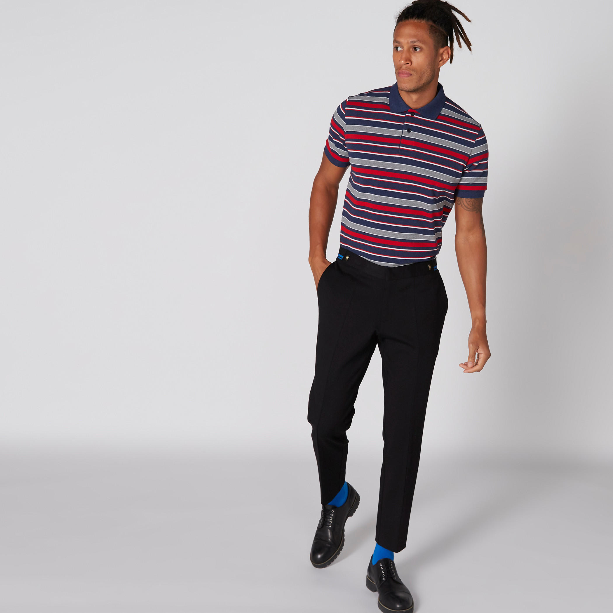 تيشيرت مقلّم بياقة بولو وأكمام قصيرة-men-clothing-tshirtsandpolos-polos-image-1
