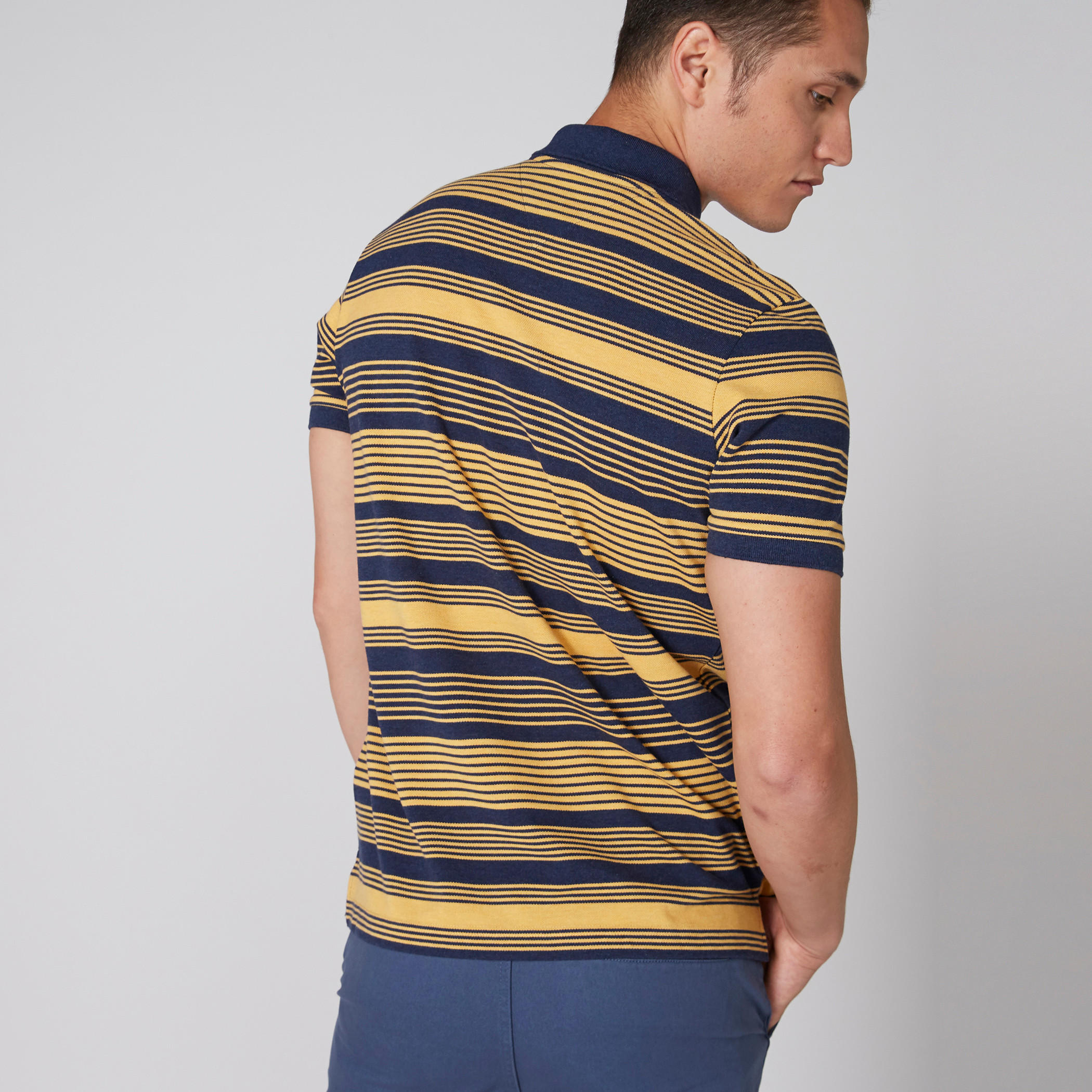 Striped T-Shirt with Polo Neck and Short Sleeves-men-clothing-tshirtsandpolos-polos-image-2
