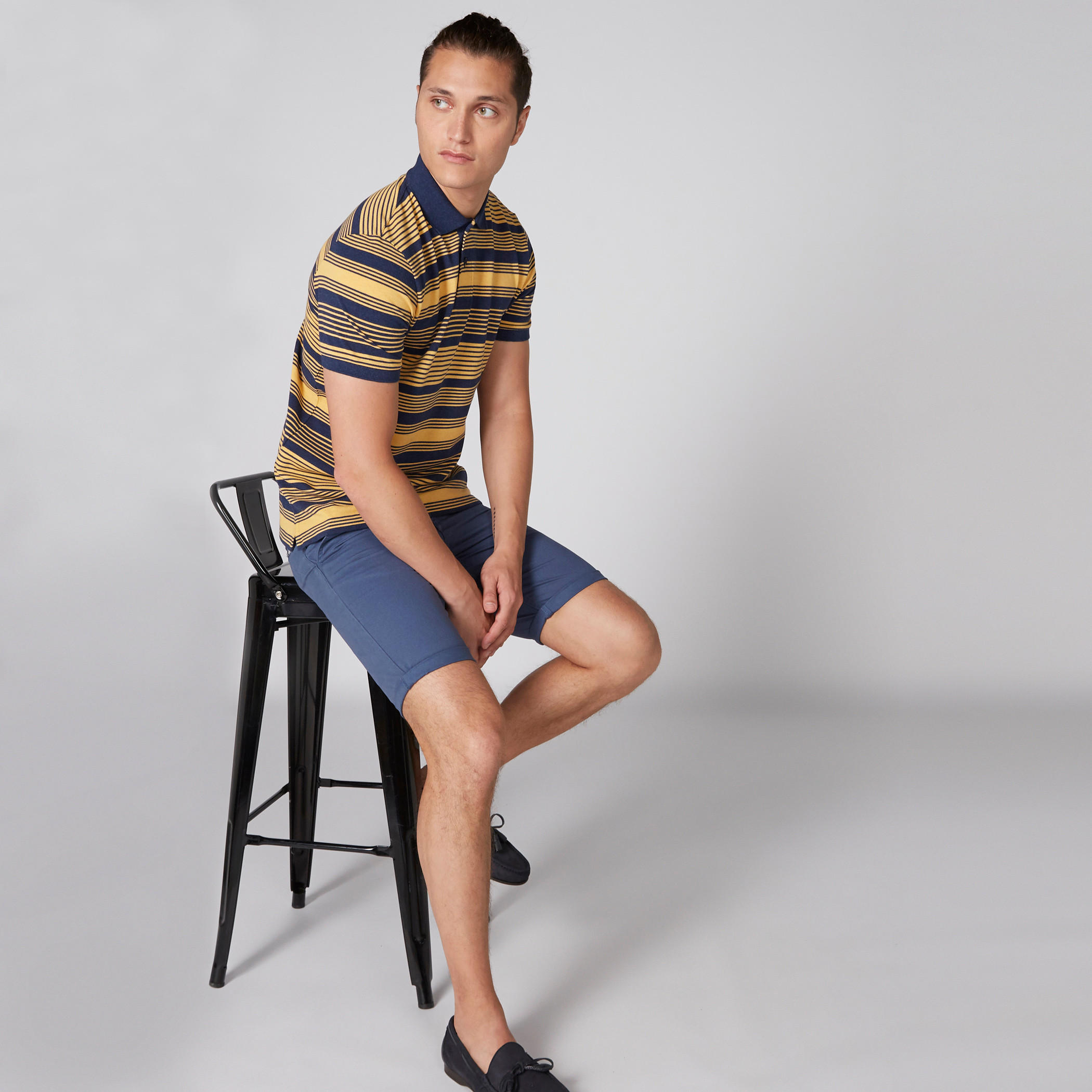 Striped T-Shirt with Polo Neck and Short Sleeves-men-clothing-tshirtsandpolos-polos-image-3