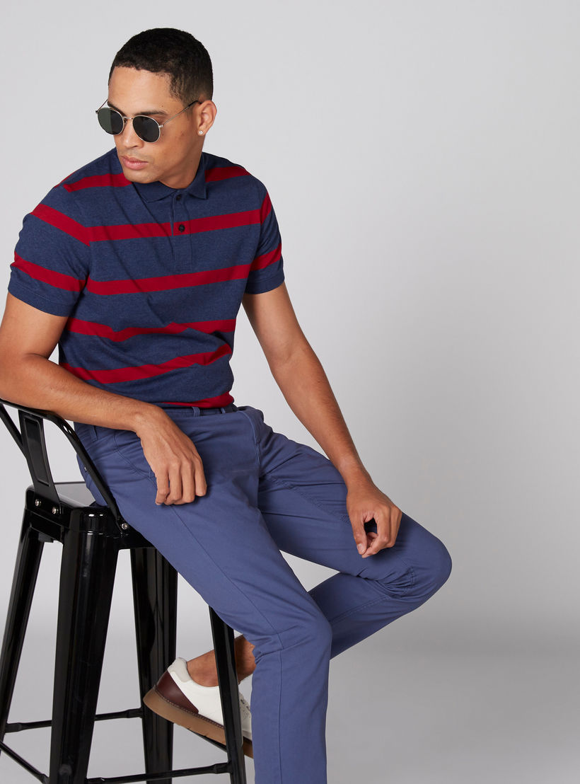 تيشيرت مقلّم بياقة بولو وأكمام قصيرة-men-clothing-tshirtsandpolos-polos-image-1