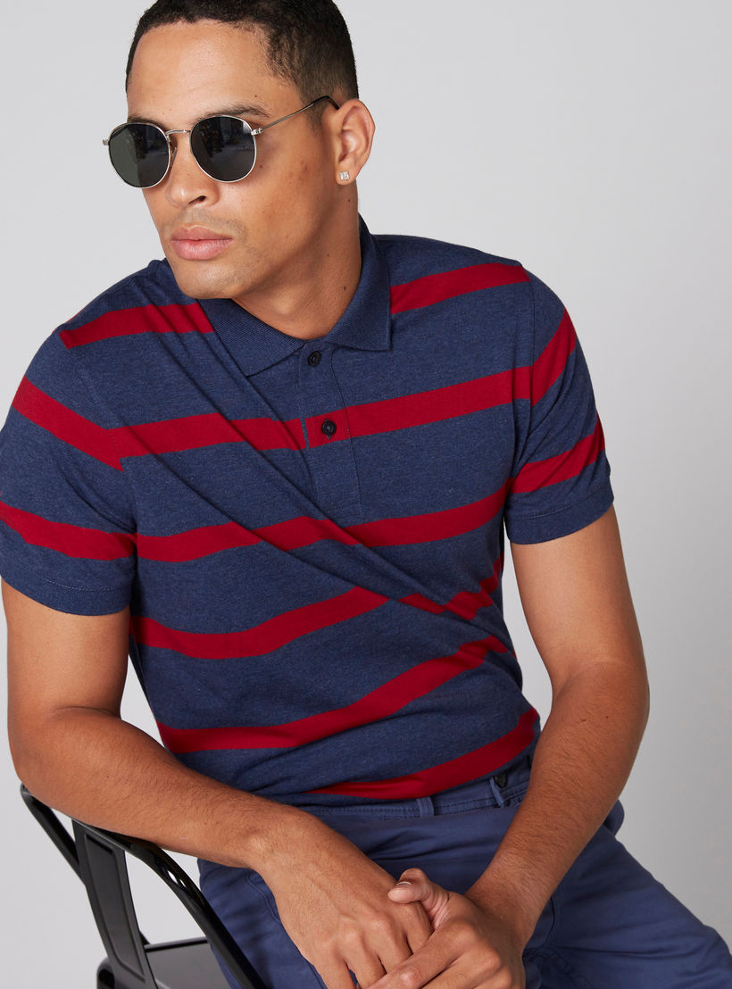تيشيرت مقلّم بياقة بولو وأكمام قصيرة-men-clothing-tshirtsandpolos-polos-image-3