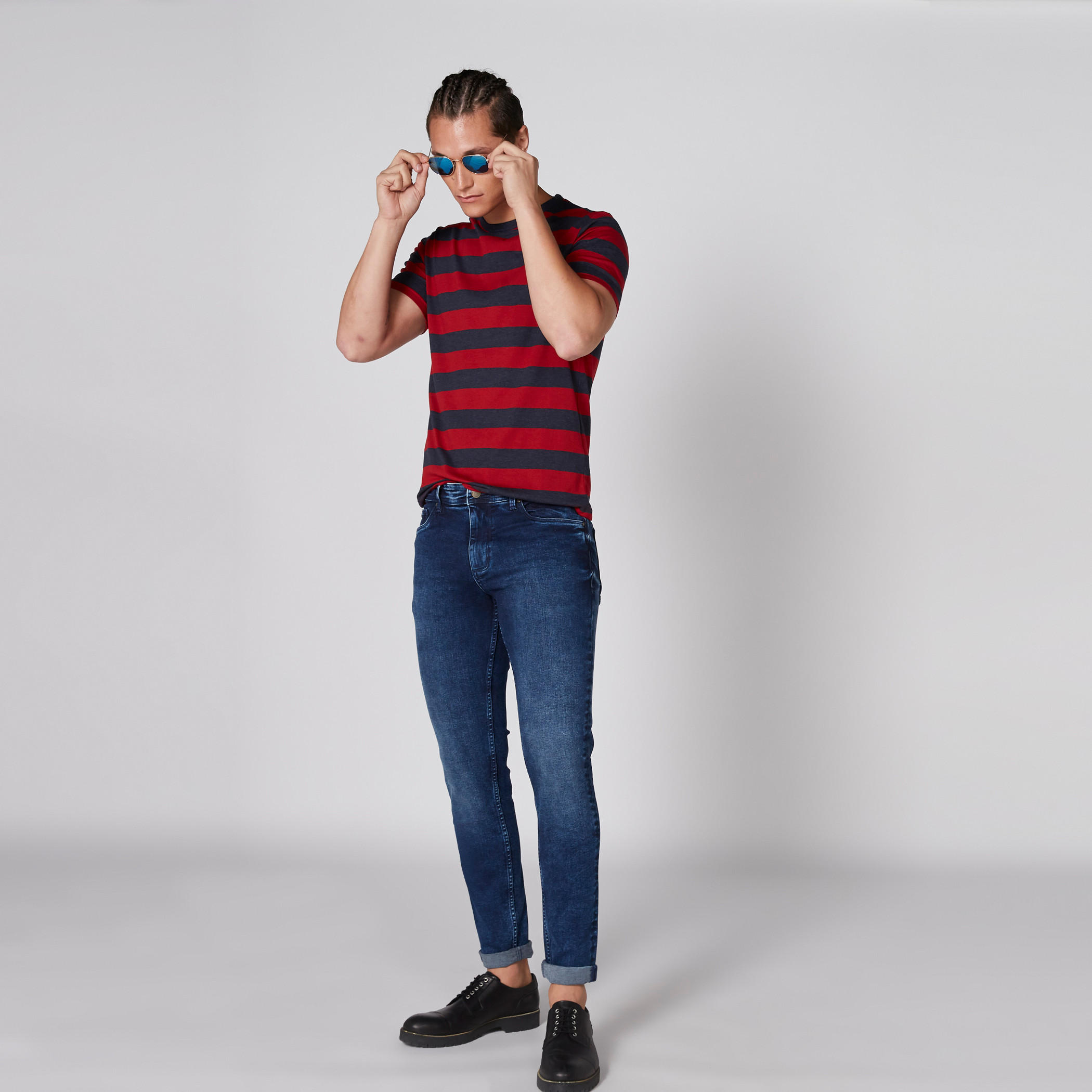 Striped T-Shirt with Crew Neck and Short Sleeves-men-clothing-tshirtsandpolos-tshirts-image-3