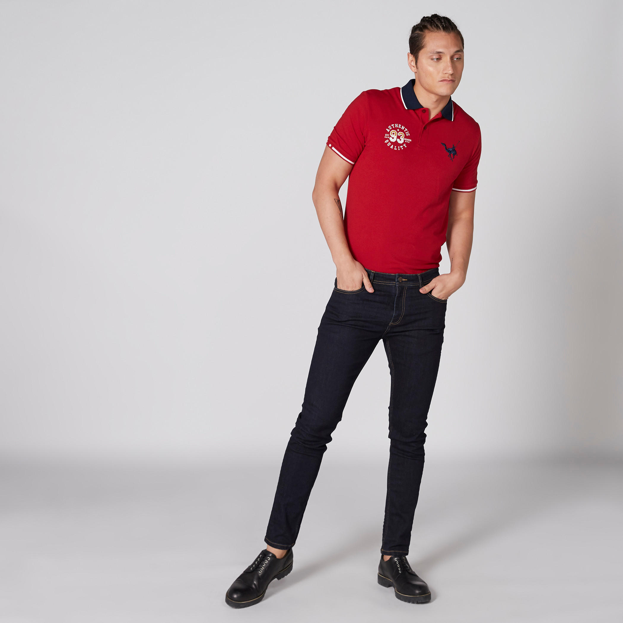 Embroidered T-Shirt with Polo Neck and Short Sleeves-men-clothing-tshirtsandpolos-polos-image-5