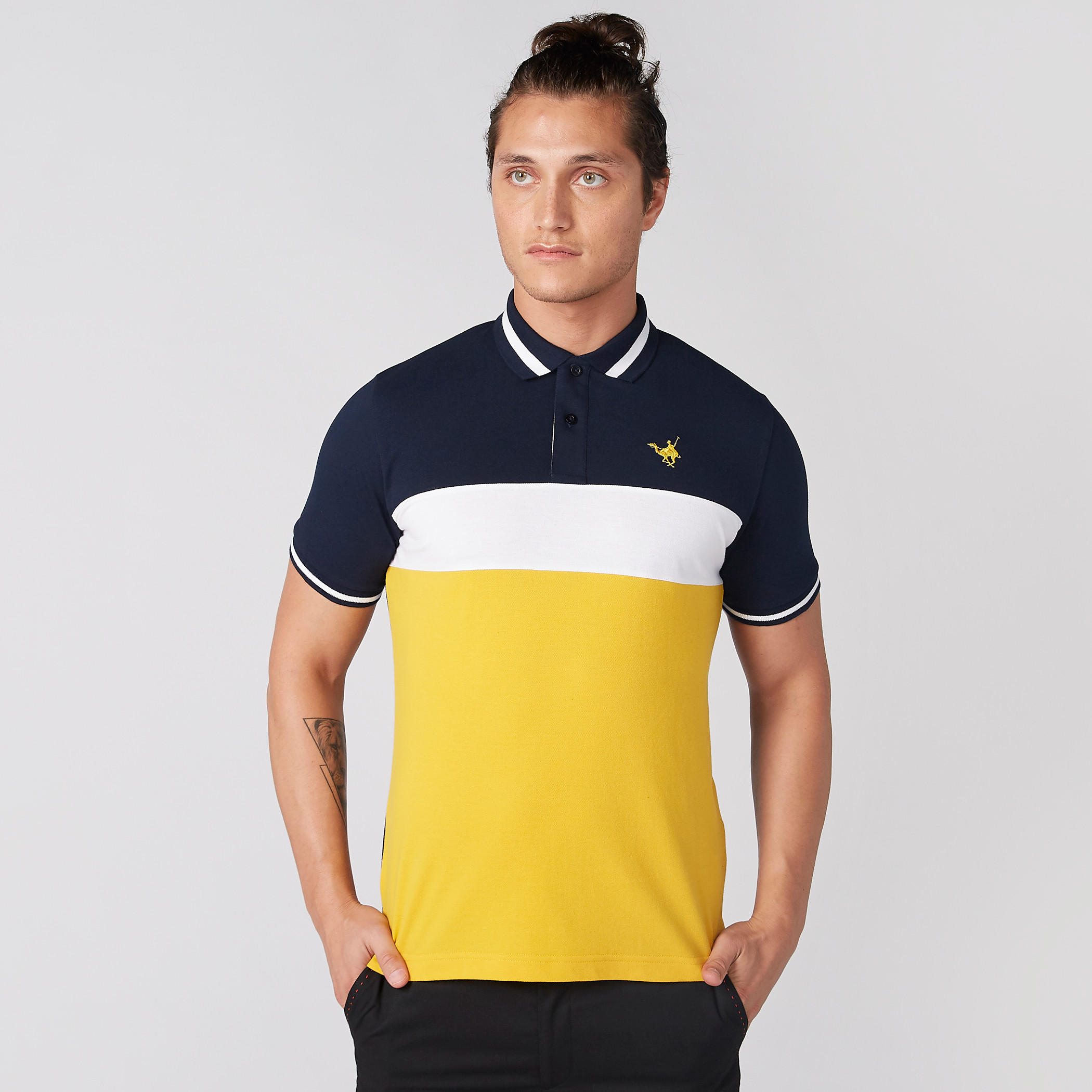 تيشيرت بارز الملمس بياقة بولو وأكمام قصيرة-men-clothing-tshirtsandpolos-polos-image-1