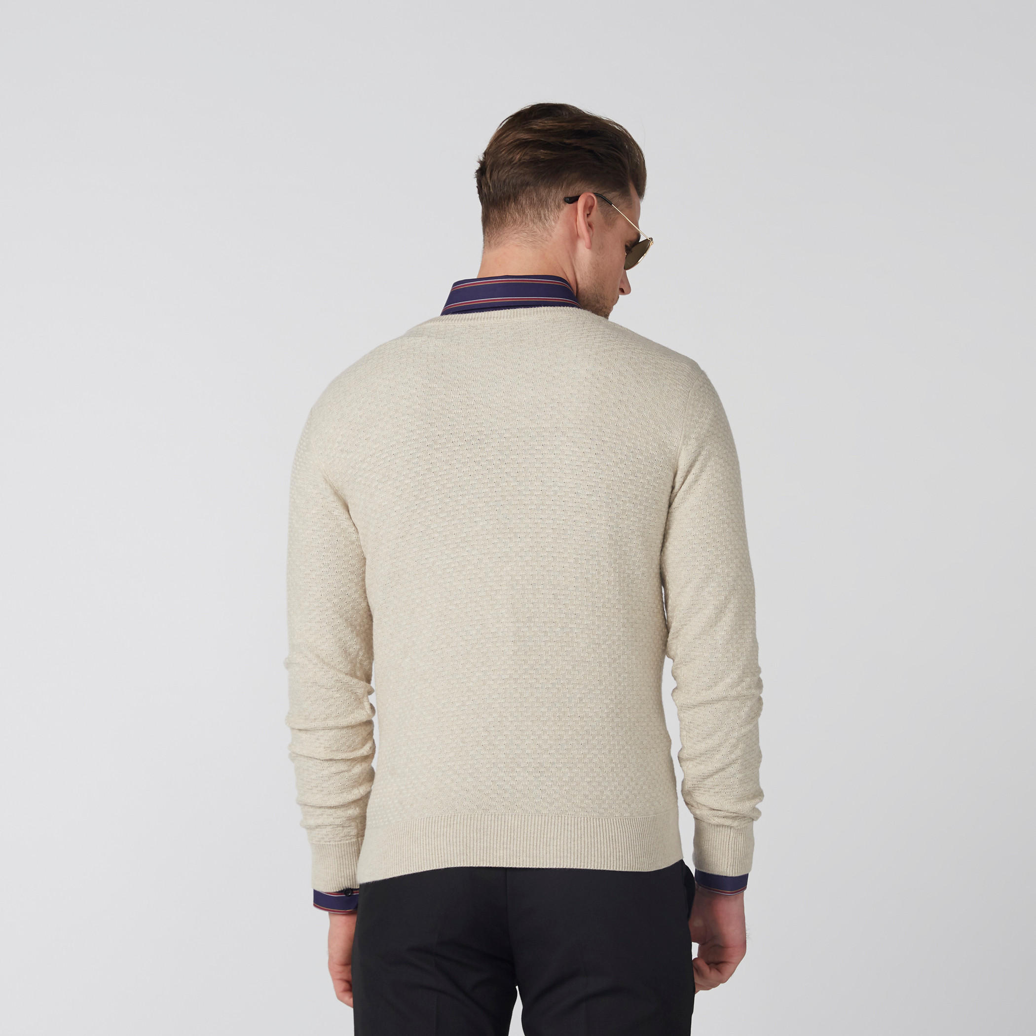 Textured Sweater with Round Neck and Long Sleeves-men-clothing-sweatersandpullovers-image-3