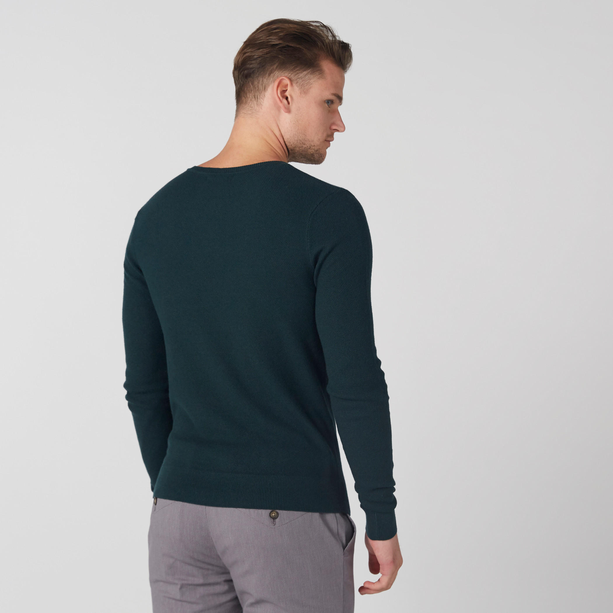 Textured Sweater with V-Neck and Long Sleeves-men-clothing-sweatersandpullovers-image-3