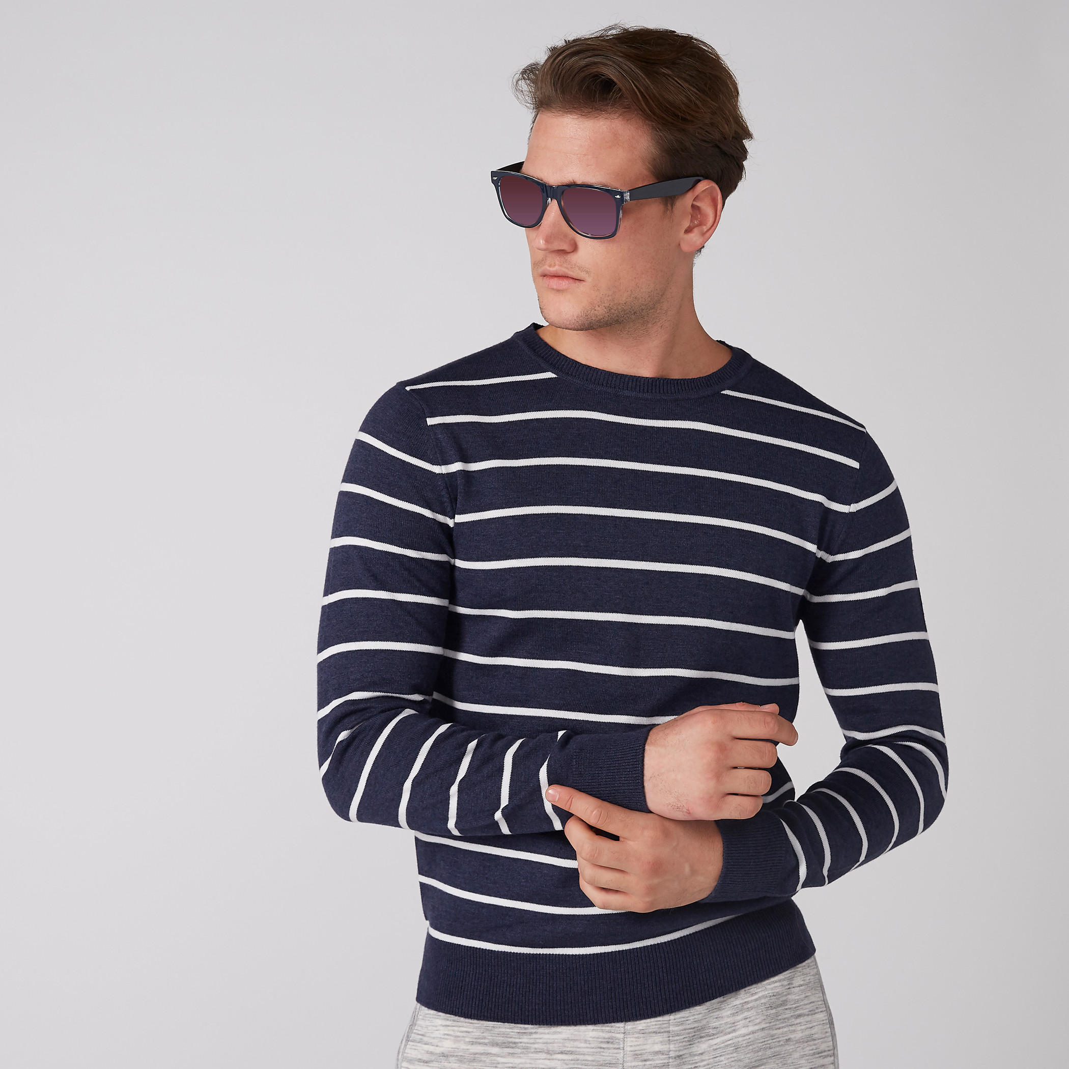 سويتر مقلّم بياقة مستديرة وأكمام طويلة-men-clothing-sweatersandpullovers-image-3
