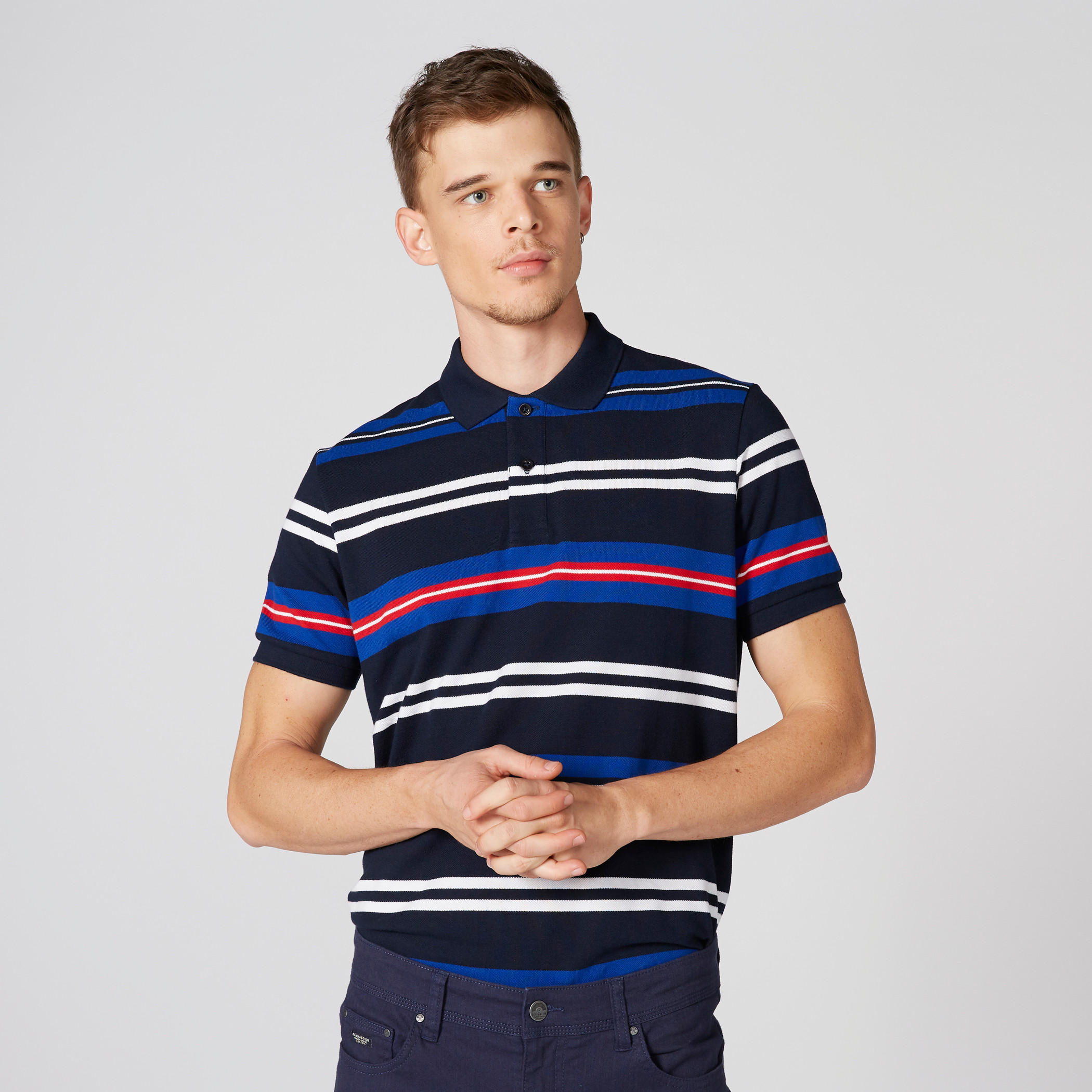 تيشيرت مقلّم بياقة بولو وأكمام قصيرة-men-clothing-tshirtsandpolos-polos-image-3