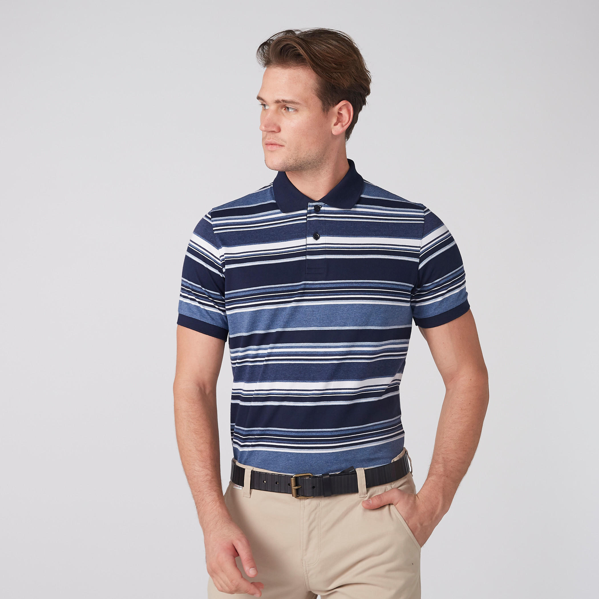 تيشيرت مقلّم بياقة بولو وأكمام قصيرة-men-clothing-tshirtsandpolos-polos-image-1