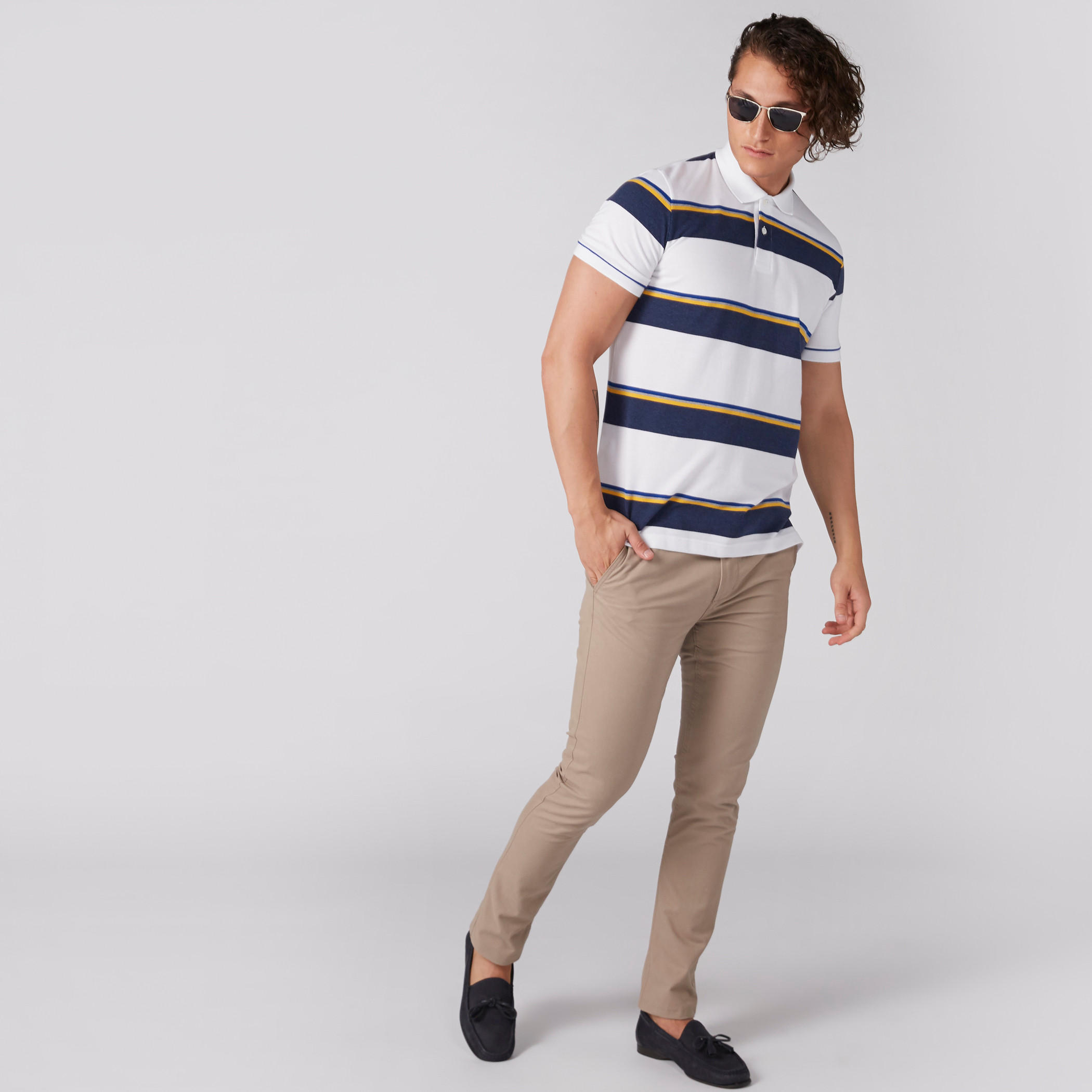 تيشيرت مخطط بياقة بولو وأكمام قصيرة-men-clothing-tshirtsandpolos-polos-image-1
