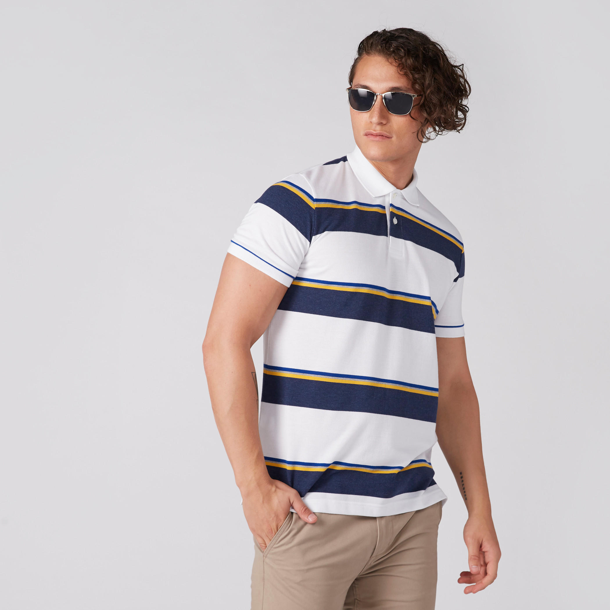 تيشيرت مخطط بياقة بولو وأكمام قصيرة-men-clothing-tshirtsandpolos-polos-image-3