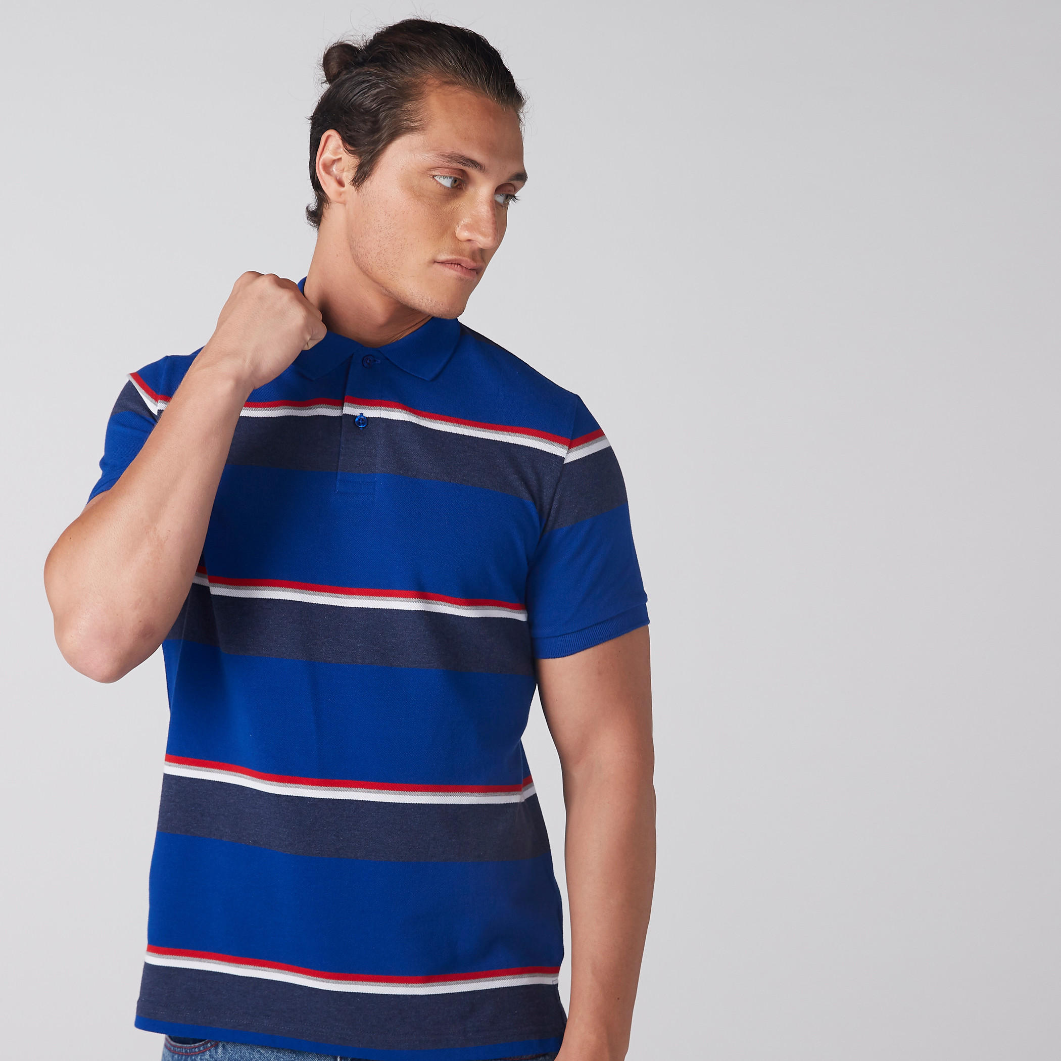 تيشيرت مقلّم بياقة بولو وأكمام قصيرة-men-clothing-tshirtsandpolos-polos-image-1