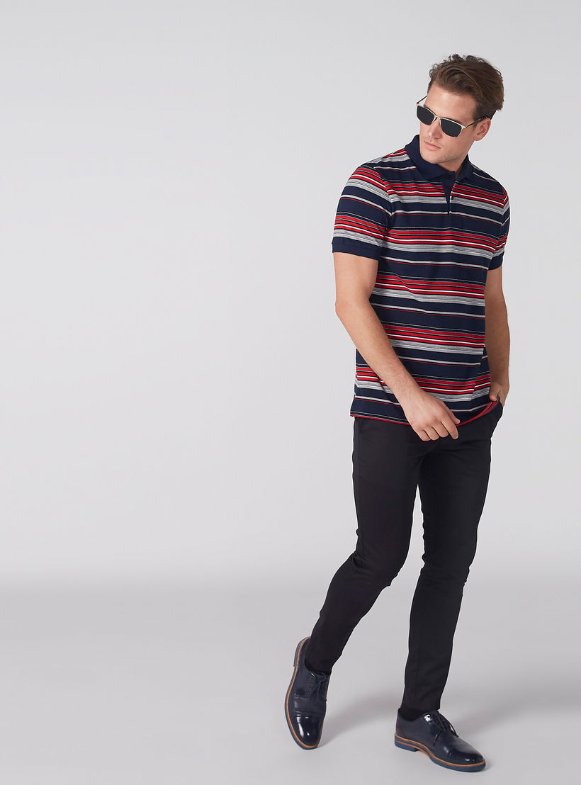 Striped T-Shirt with Polo Neck and Short Sleeves-men-clothing-tshirtsandpolos-polos-image-2