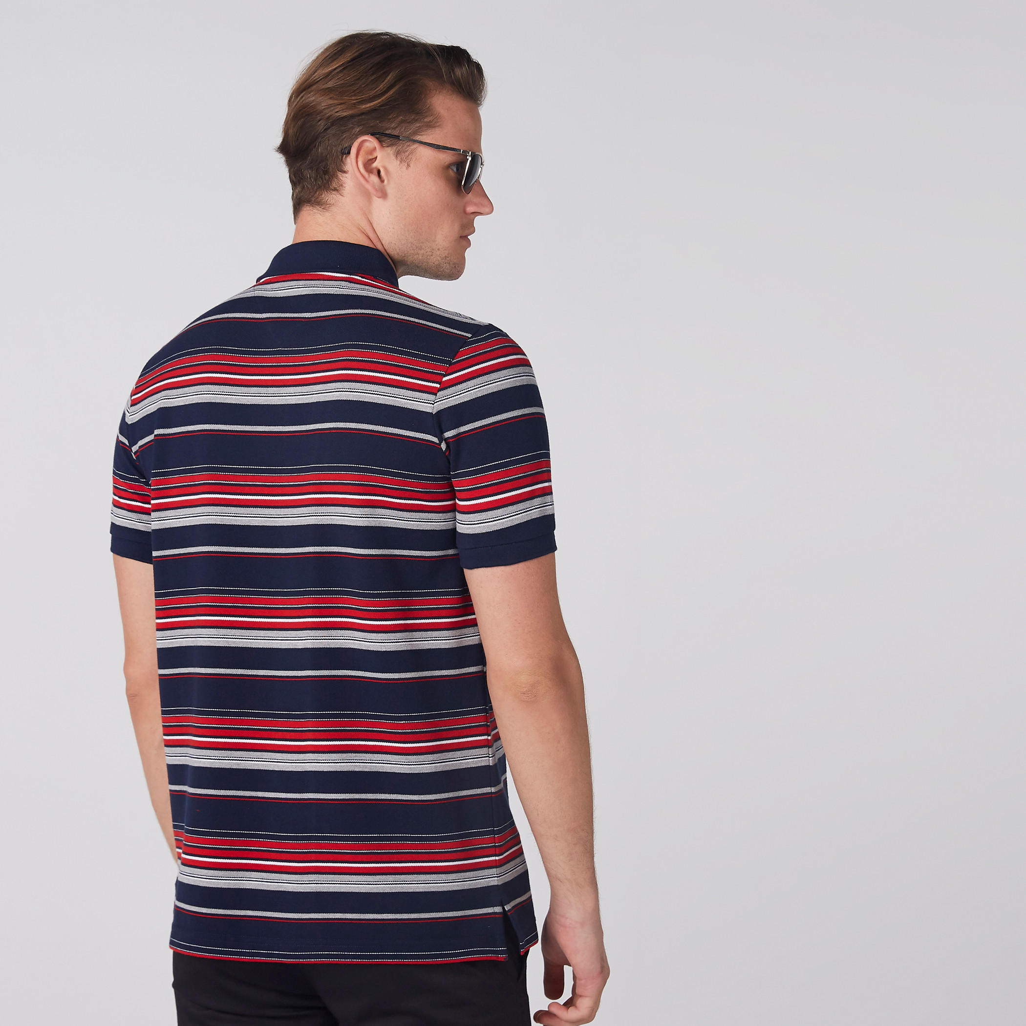 Striped T-Shirt with Polo Neck and Short Sleeves-men-clothing-tshirtsandpolos-polos-image-4