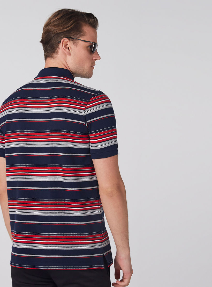 Striped T-Shirt with Polo Neck and Short Sleeves-men-clothing-tshirtsandpolos-polos-image-4