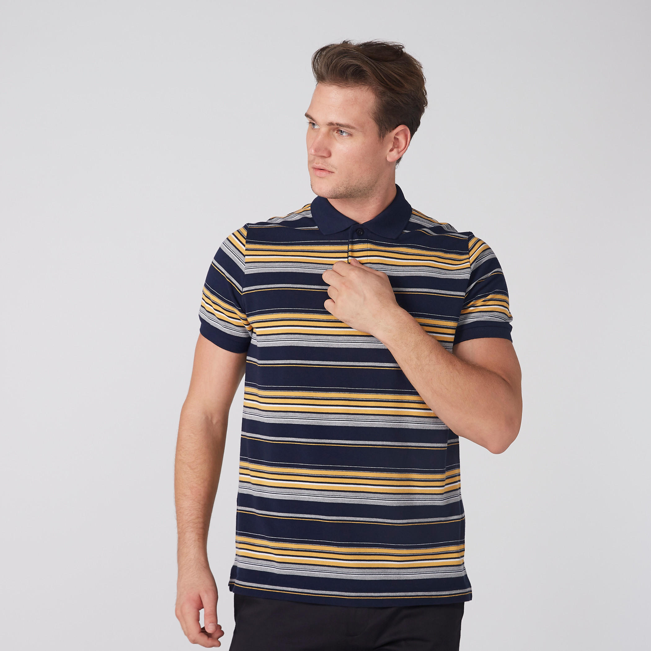 تيشيرت مقلّم بياقة بولو وأكمام قصيرة-men-clothing-tshirtsandpolos-polos-image-1