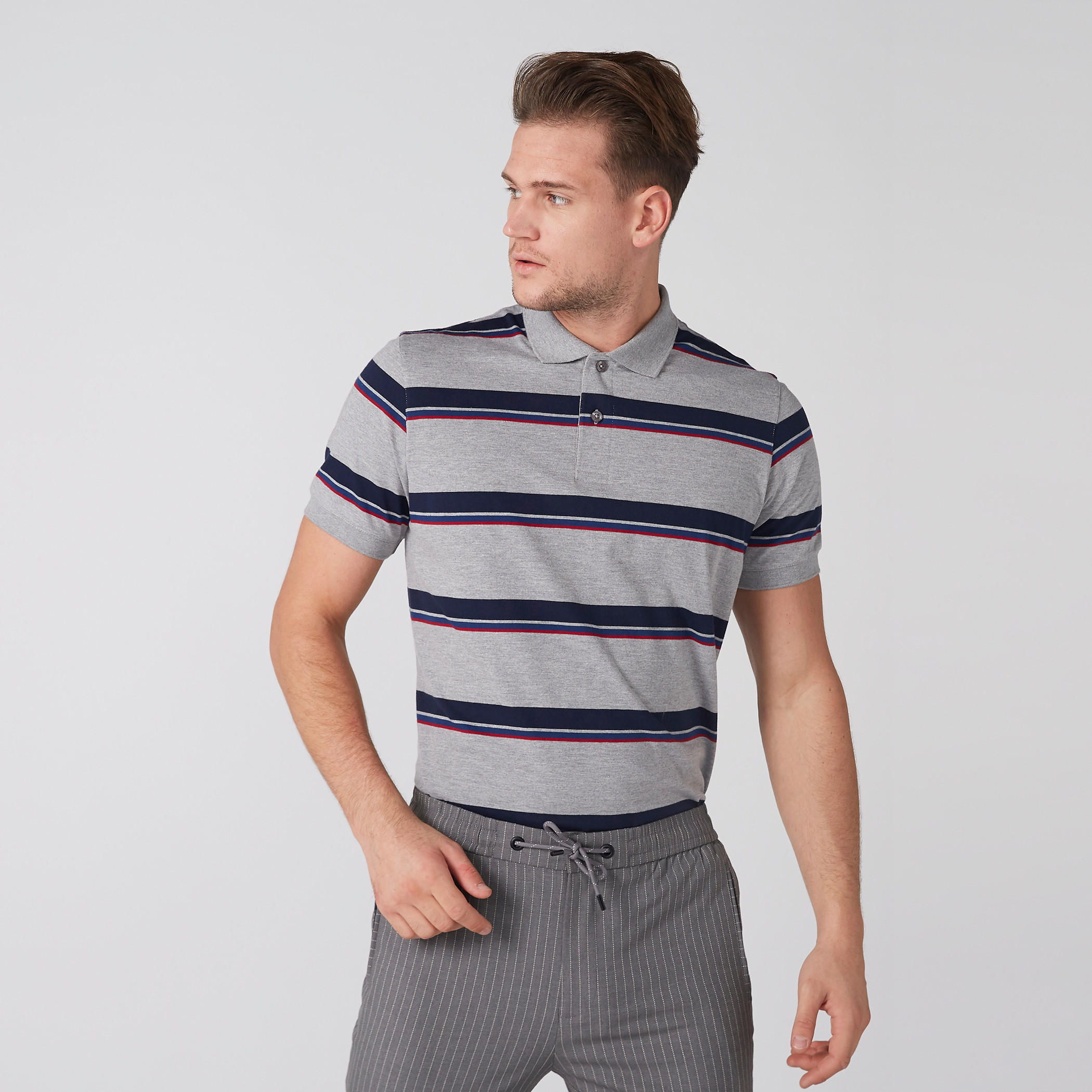 تيشيرت مقلّم بياقة بولو وأكمام قصيرة-men-clothing-tshirtsandpolos-polos-image-1