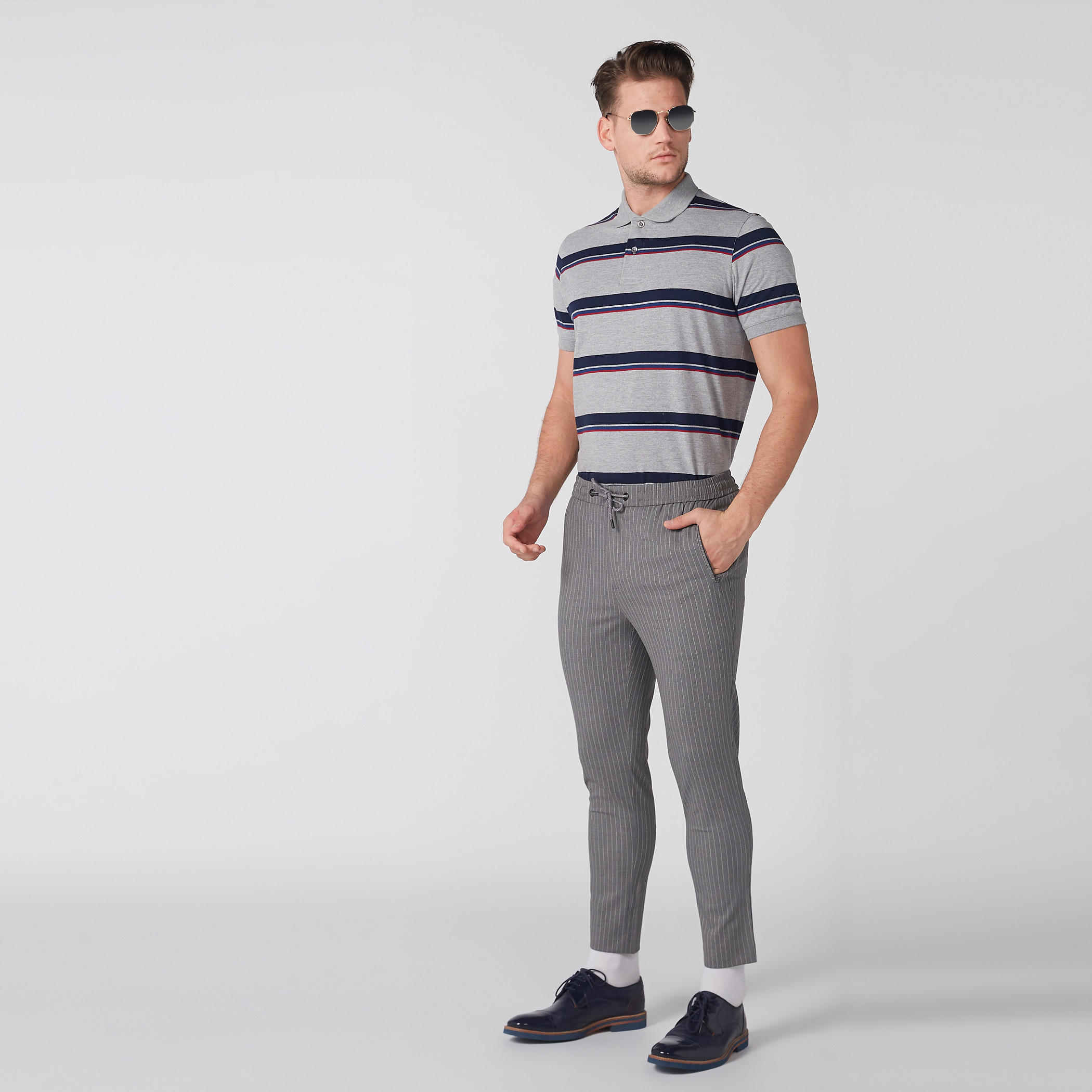 تيشيرت مقلّم بياقة بولو وأكمام قصيرة-men-clothing-tshirtsandpolos-polos-image-2
