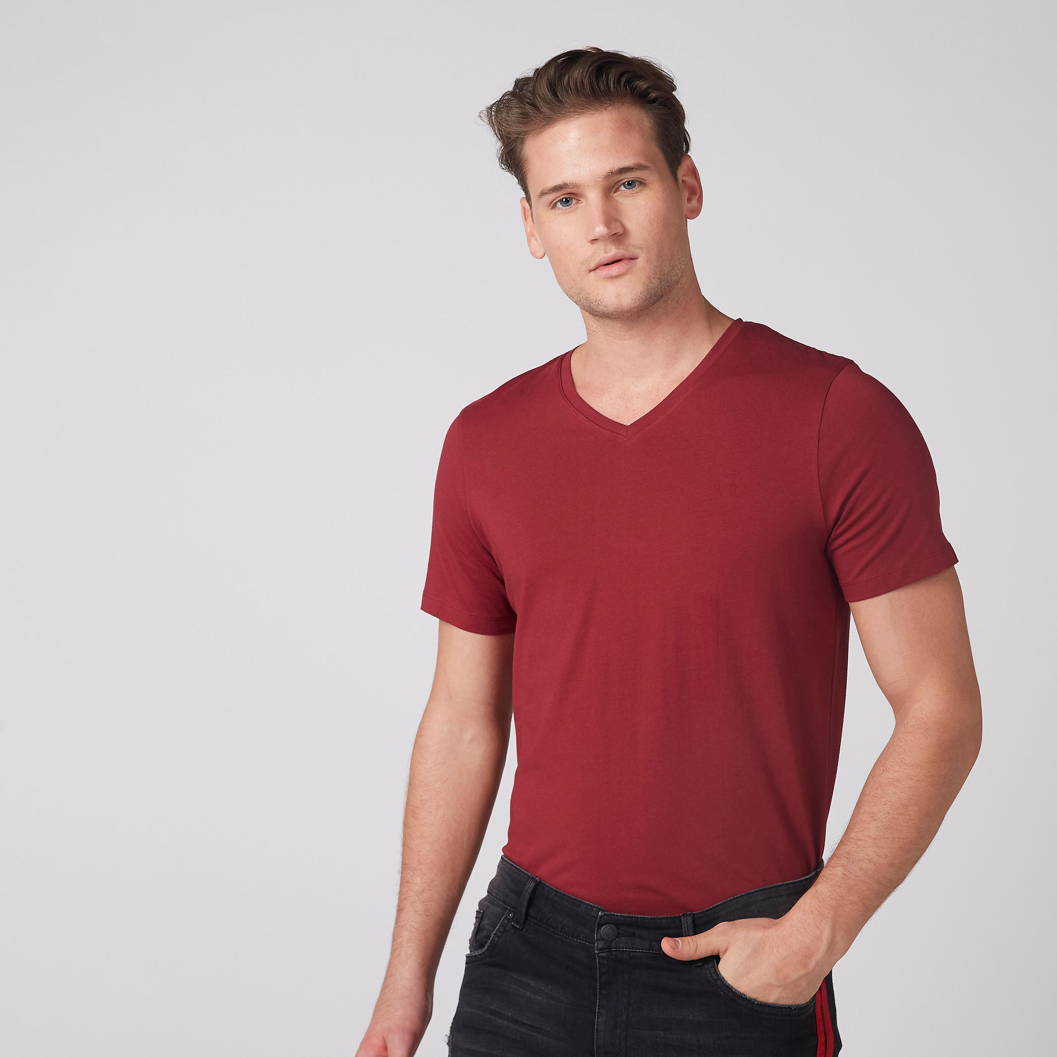 تيشيرت بأكمام قصيرة وياقة فولت-men-clothing-tshirtsandpolos-tshirts-image-1